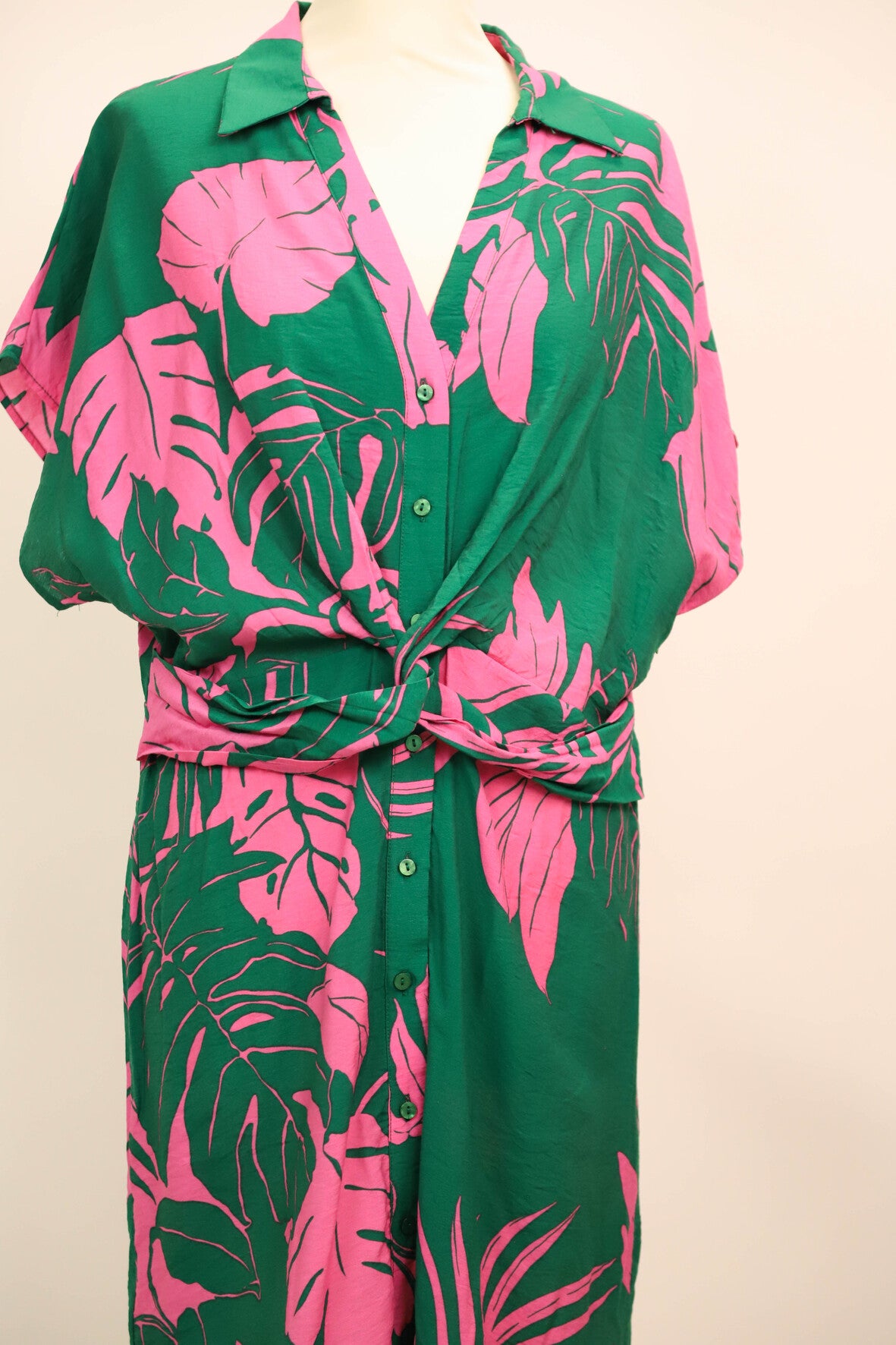 Robe verte et rose Mango Taille XL