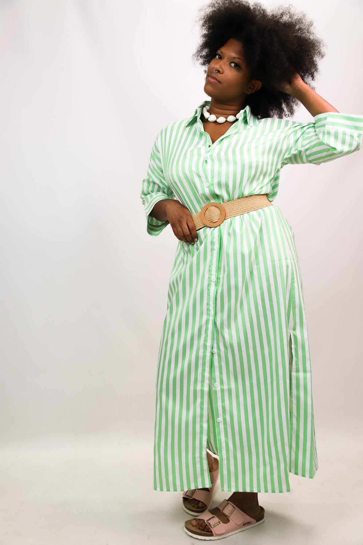 Robe rayée verte Taille S