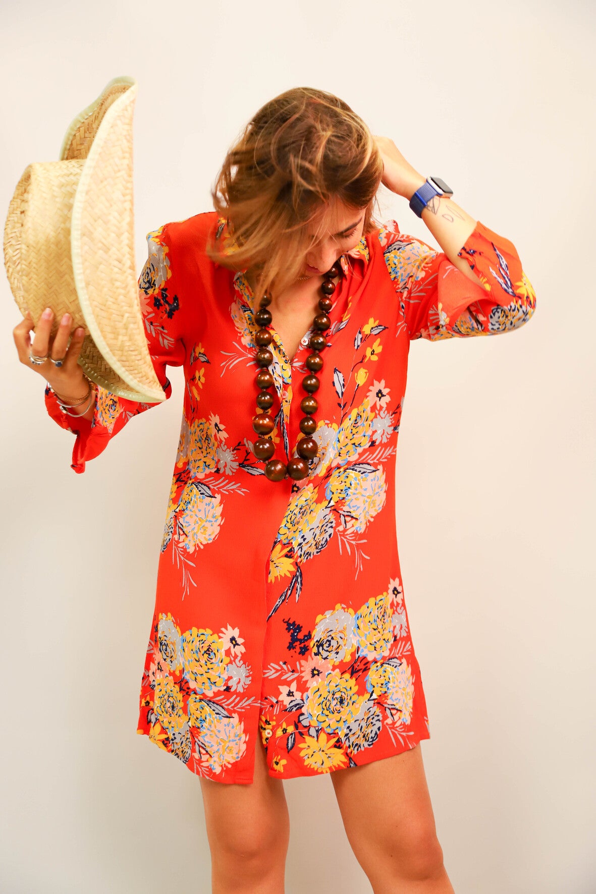 Robe fleurie orange Zara Taille S