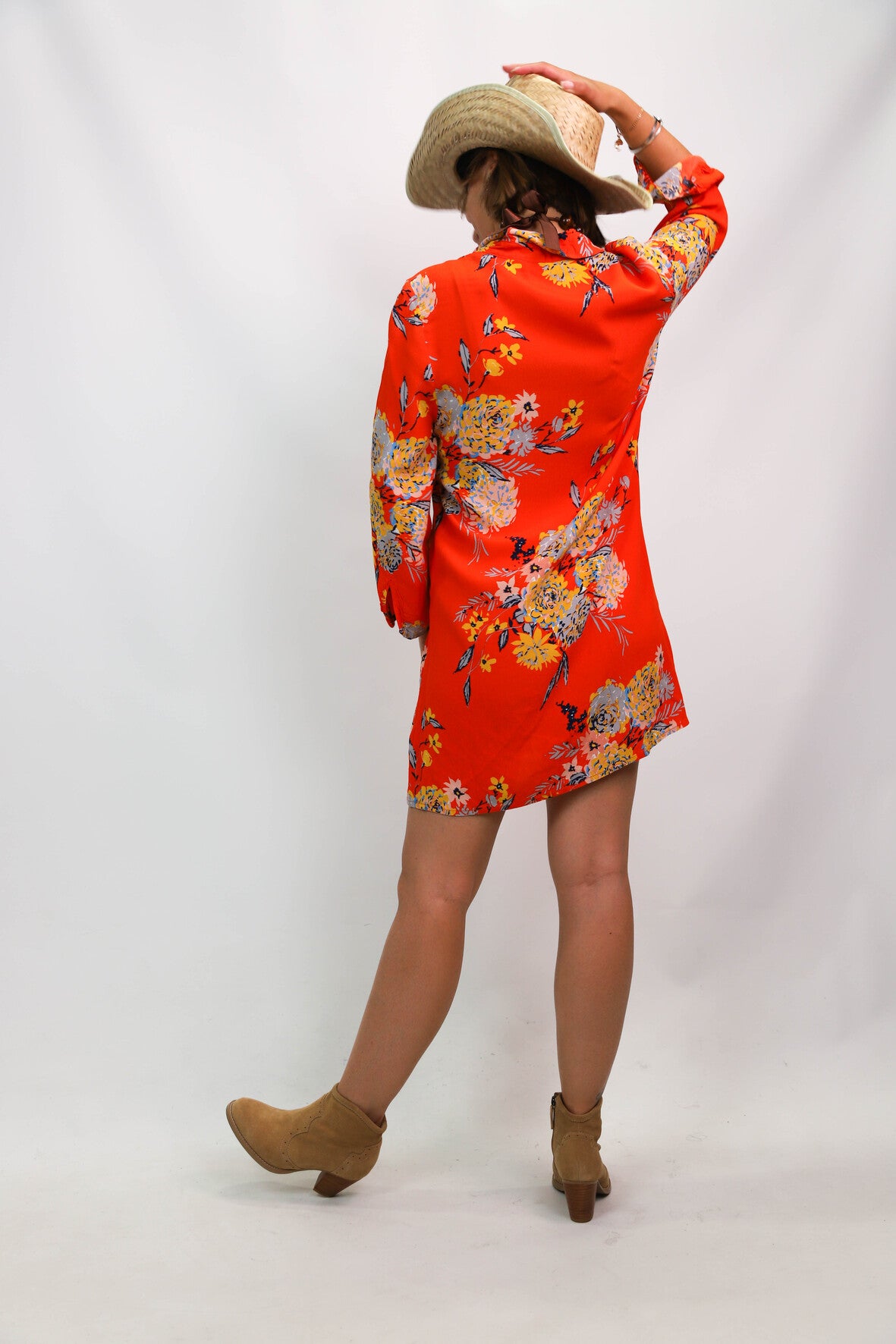 Robe fleurie orange Zara Taille S