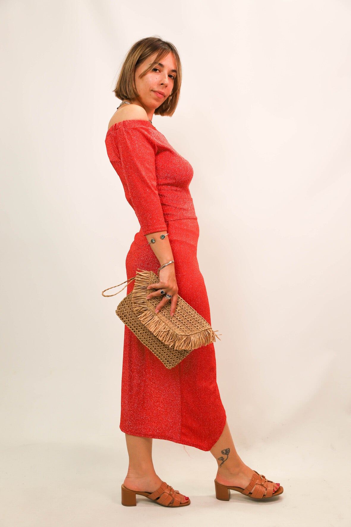 Robe rouge brillante Taille XS