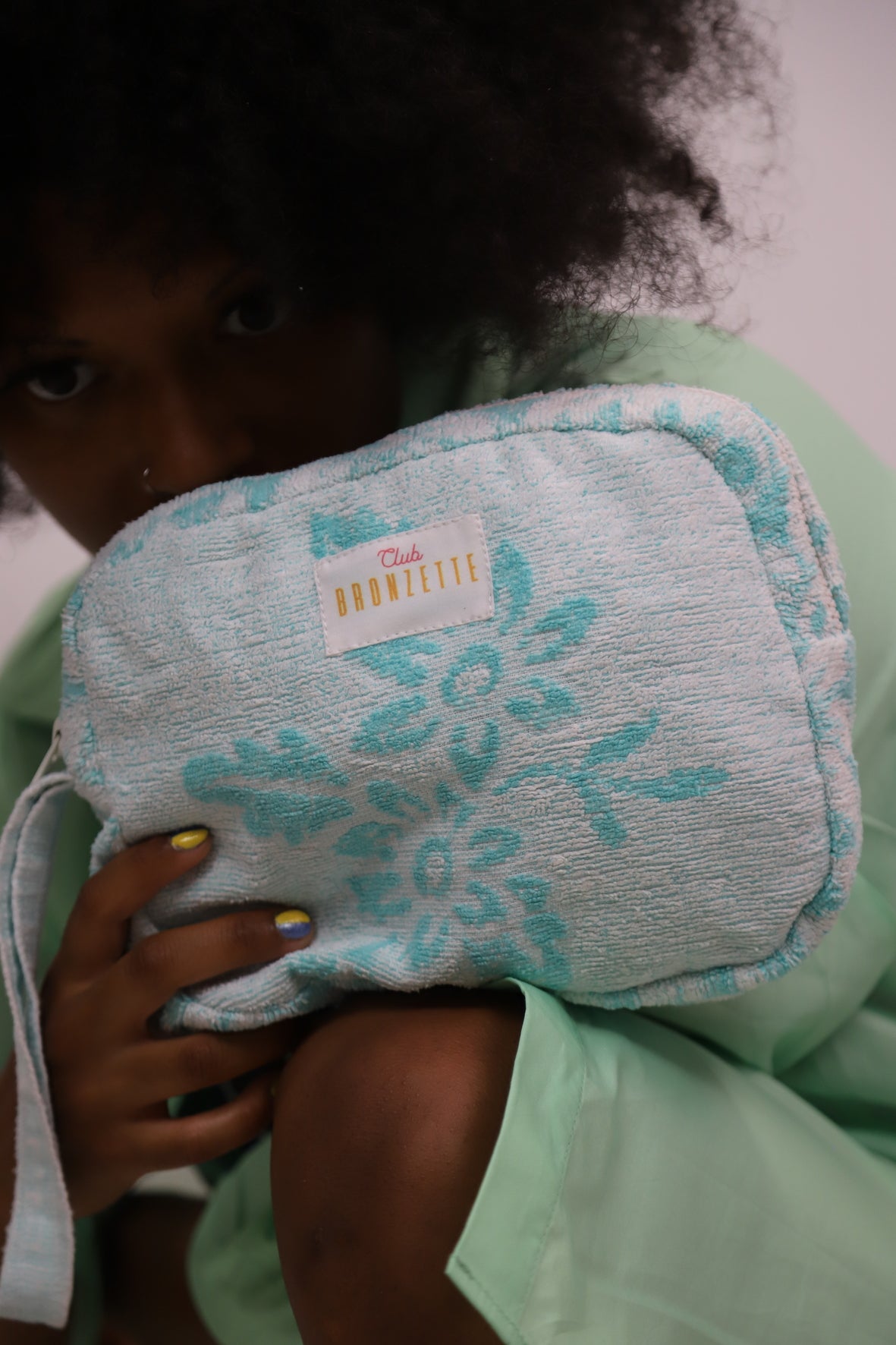 Petite Pochette Club Bronzette, Fringuette La Ligne, turquoise