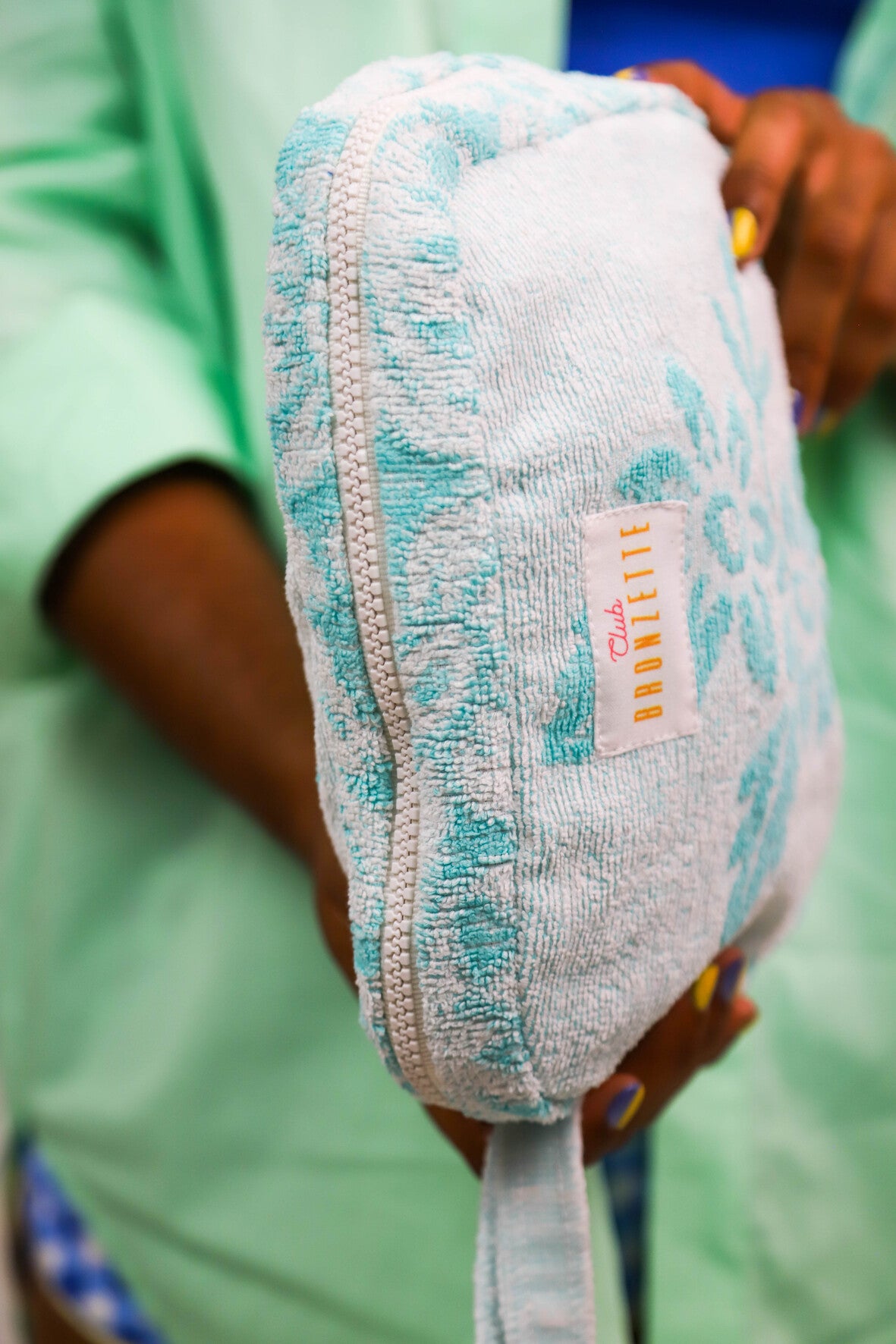 Petite Pochette Club Bronzette, Fringuette La Ligne, turquoise