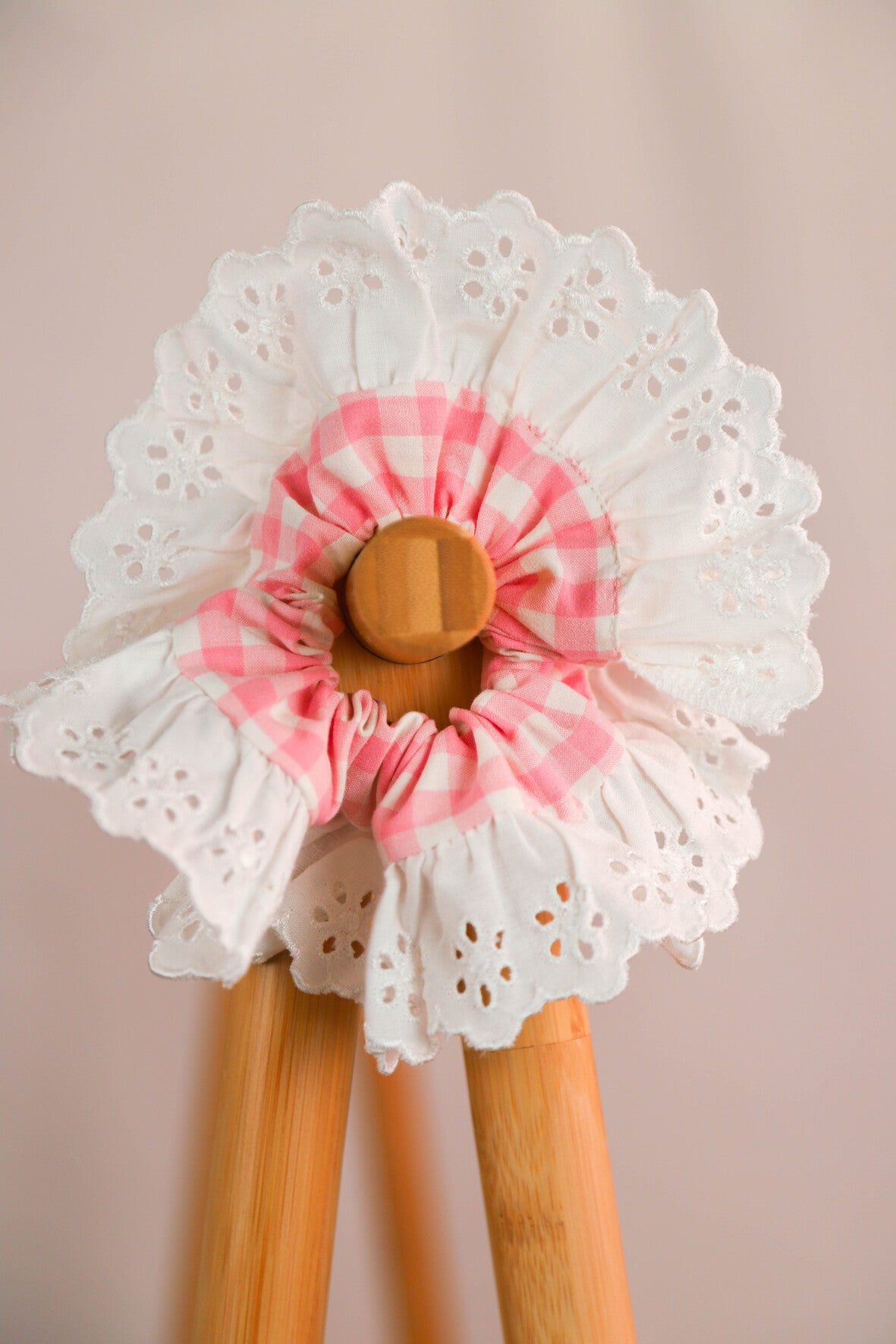 Chouchou Vichy et dentelle Fringuette La Ligne