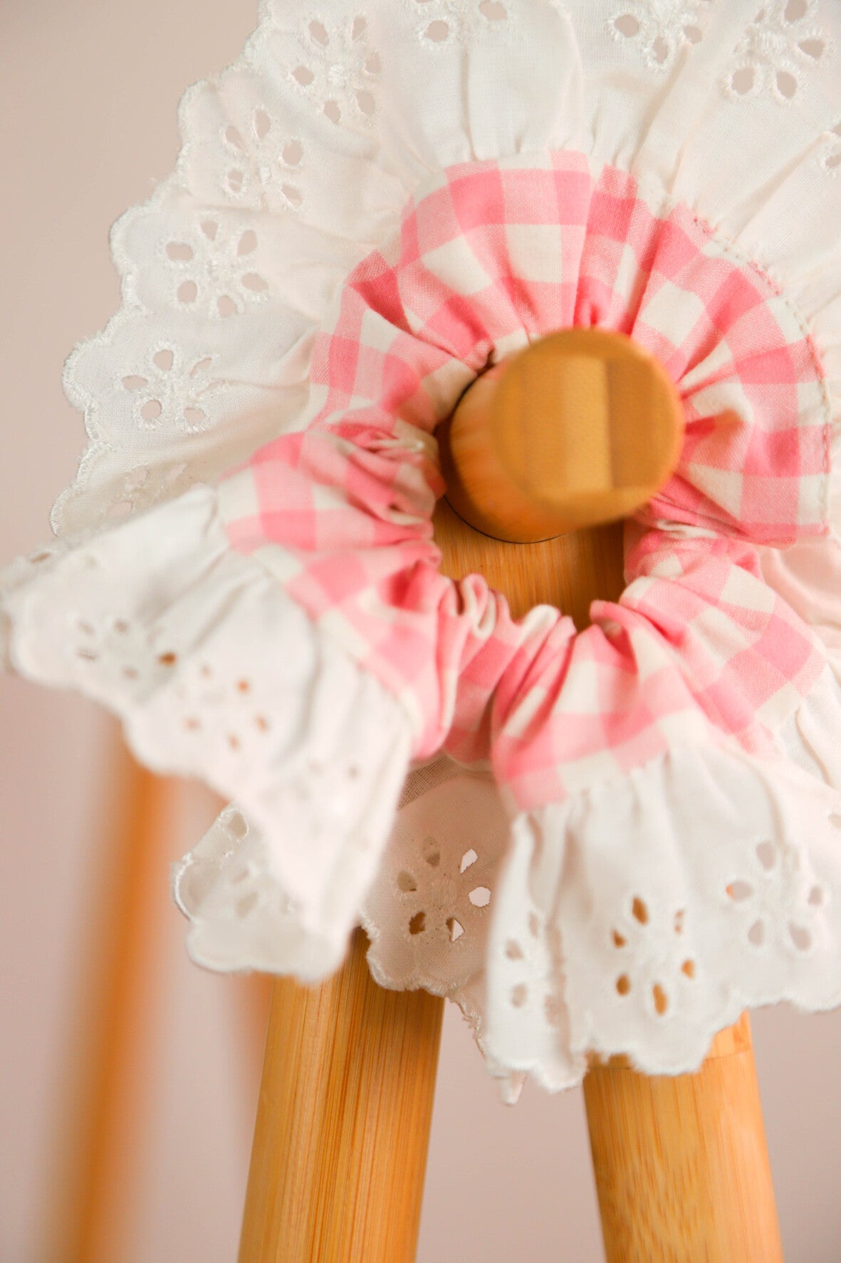 Chouchou Vichy et dentelle Fringuette La Ligne