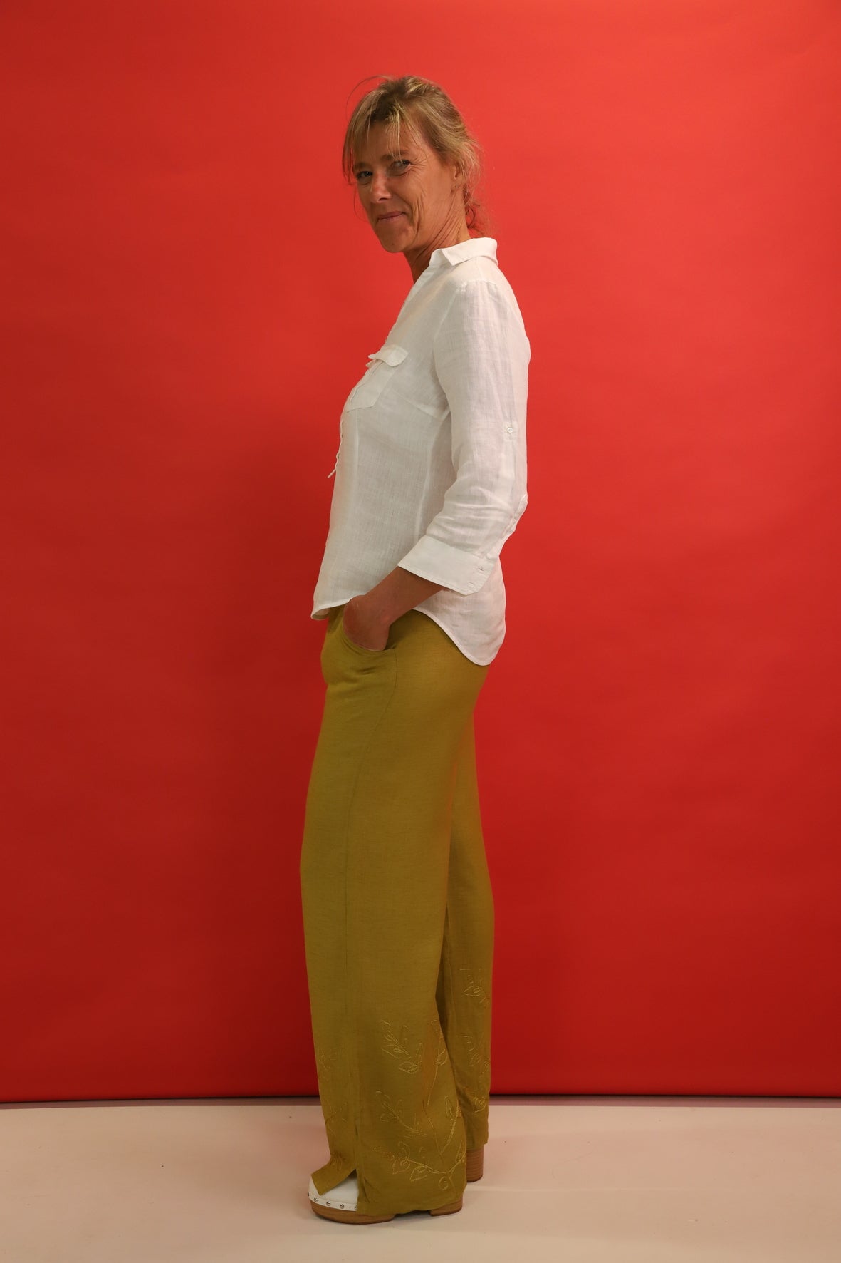 Pantalon lin Kaki Anjini Taille L