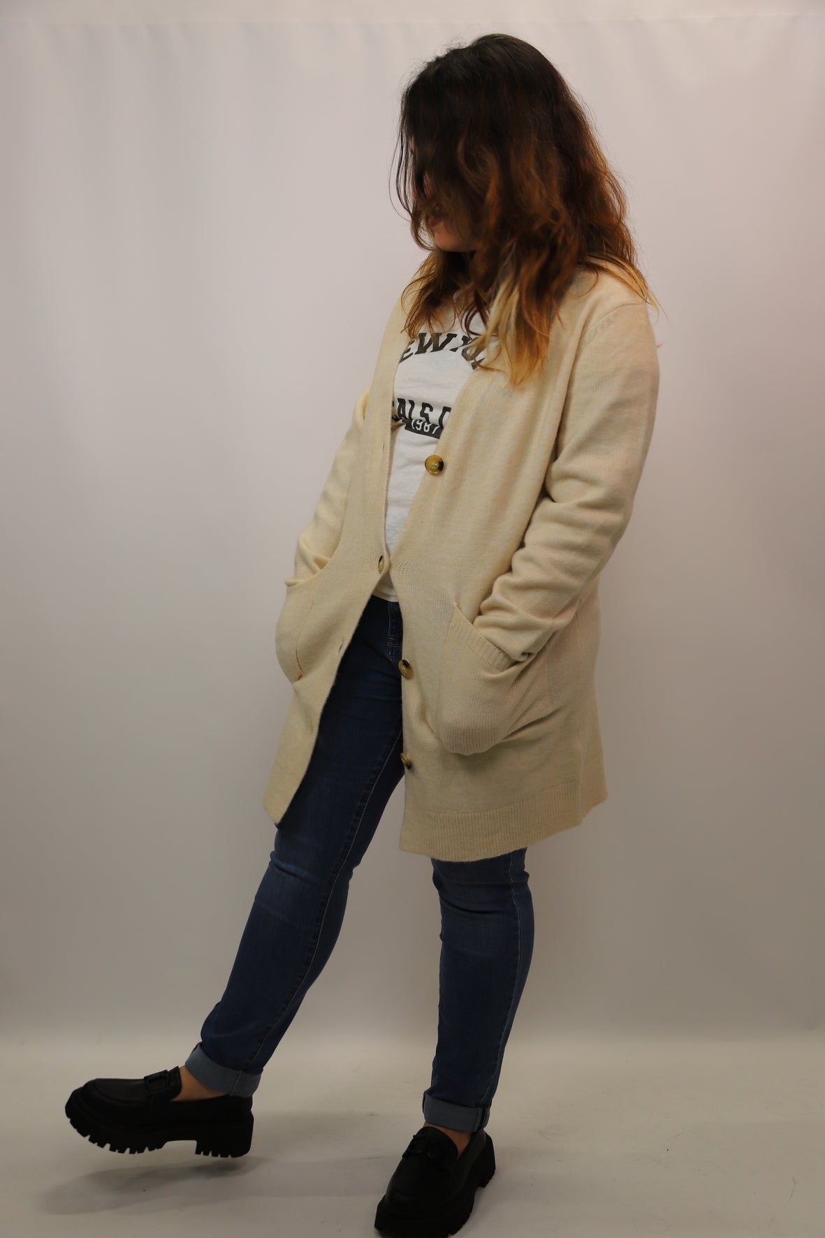Gilet long écru Felino Taille XL - NEUF