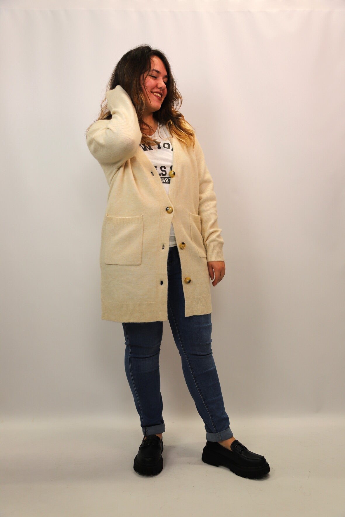Gilet long écru Felino Taille XL - NEUF