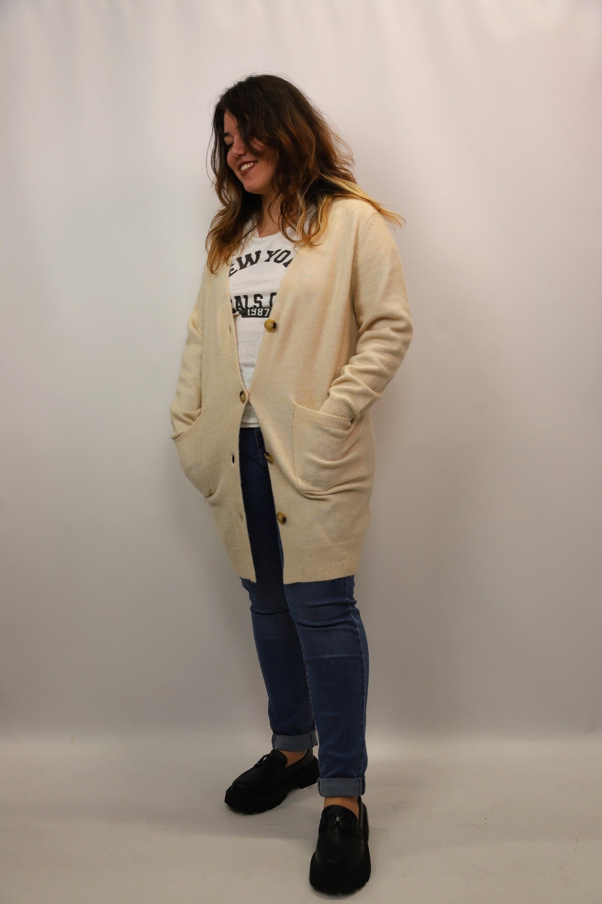 Gilet long écru Felino Taille XL - NEUF