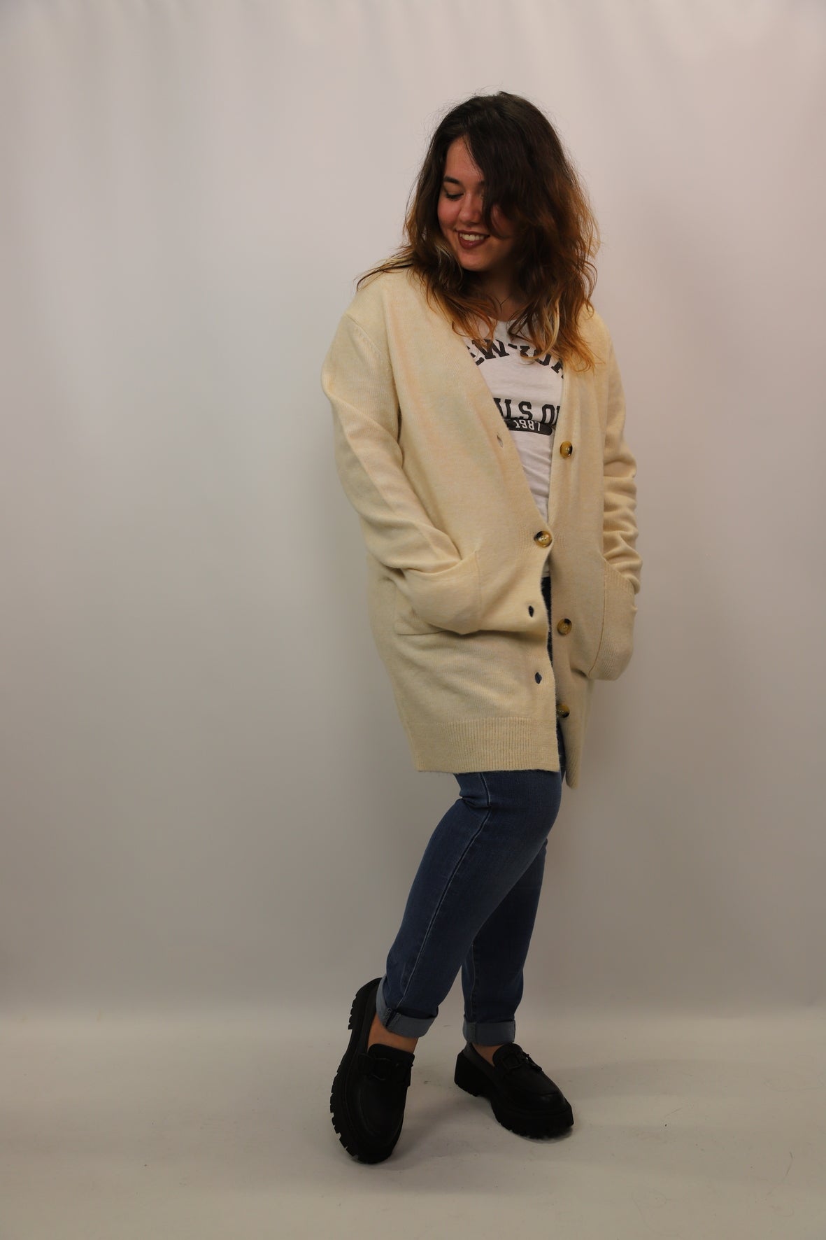 Gilet long écru Felino Taille XL - NEUF