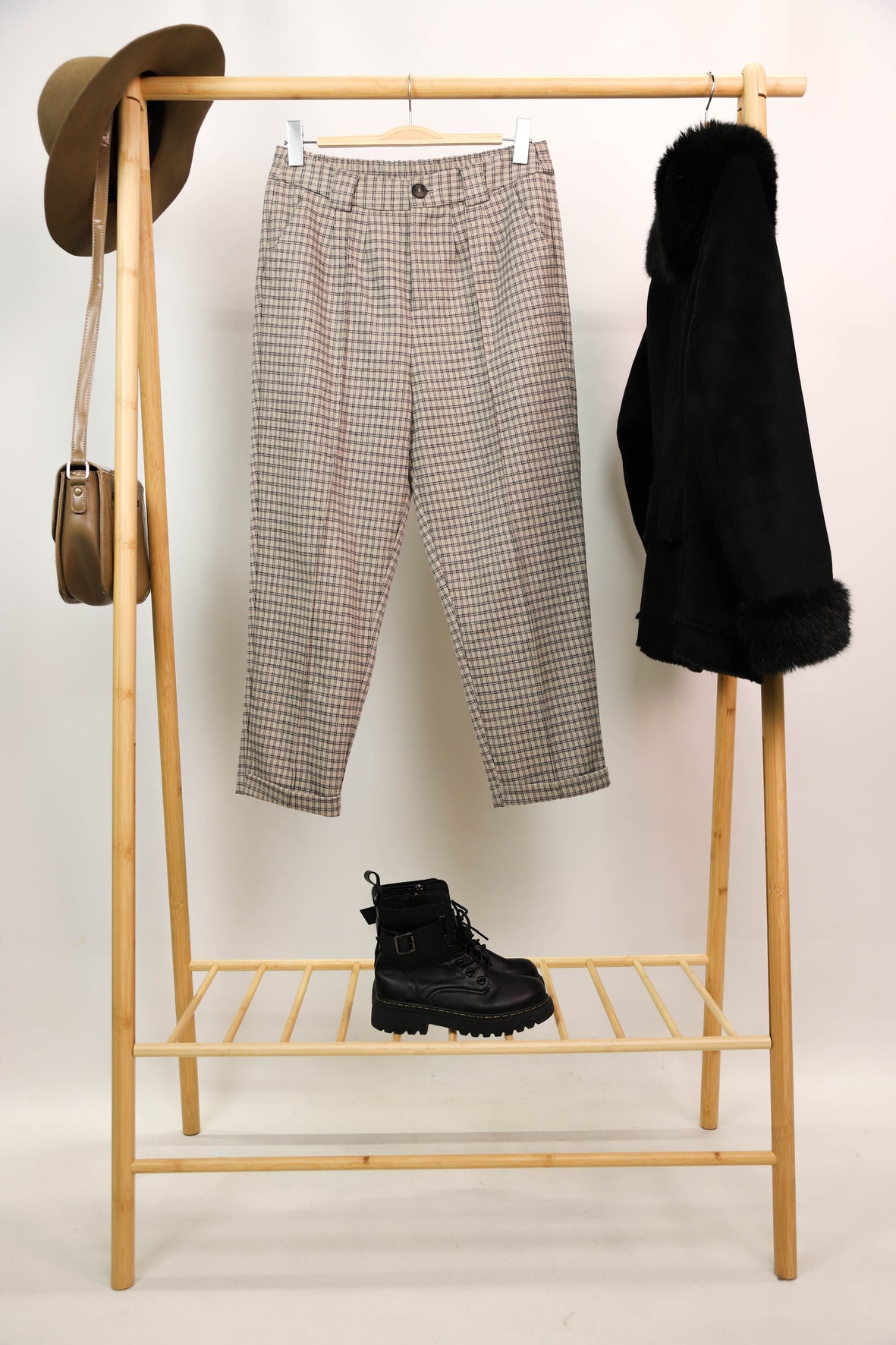 Pantalon à carreaux beige The Korner Taille XL