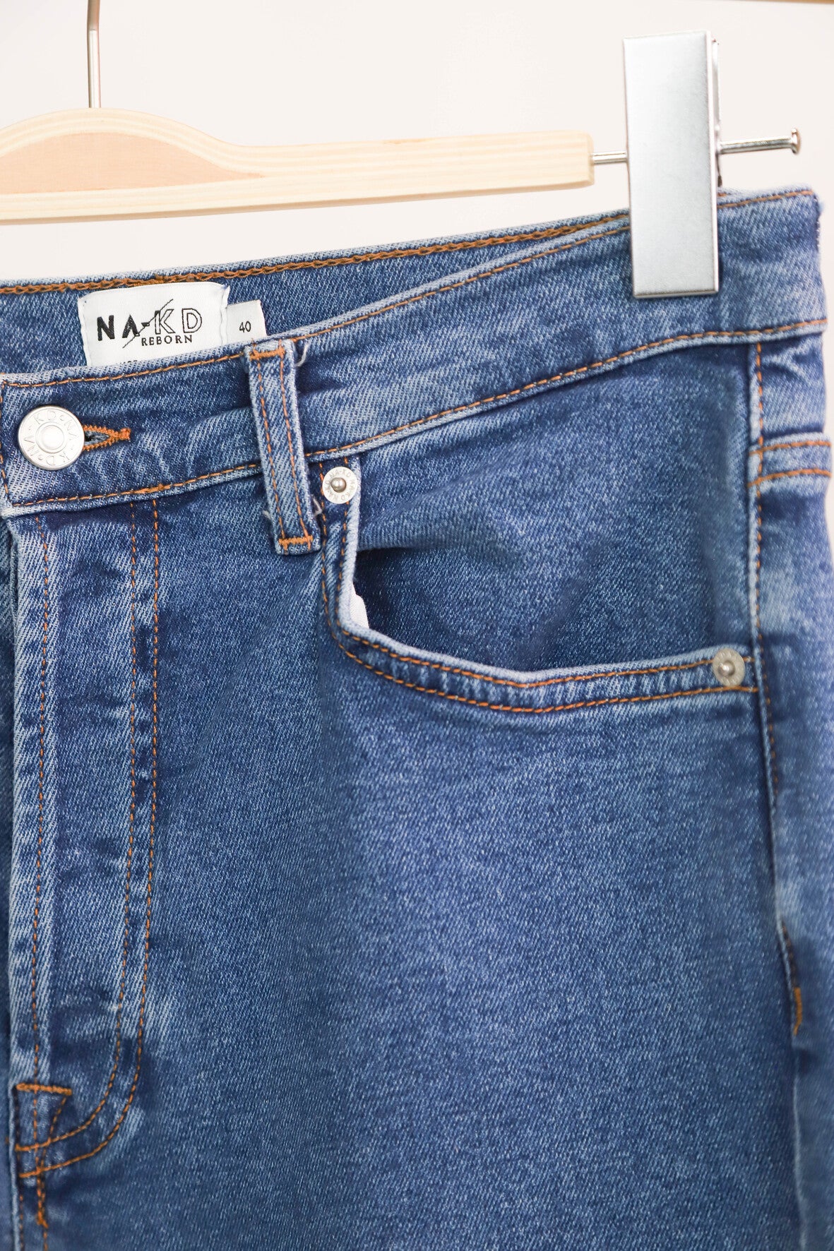 Pantalon bleu taille haute coupe large Na-Kd Taille L - 40