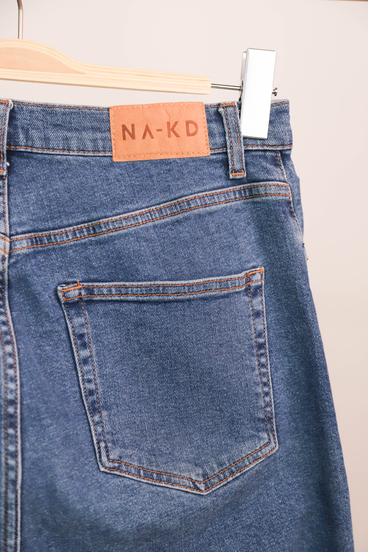 Pantalon bleu taille haute coupe large Na-Kd Taille L - 40