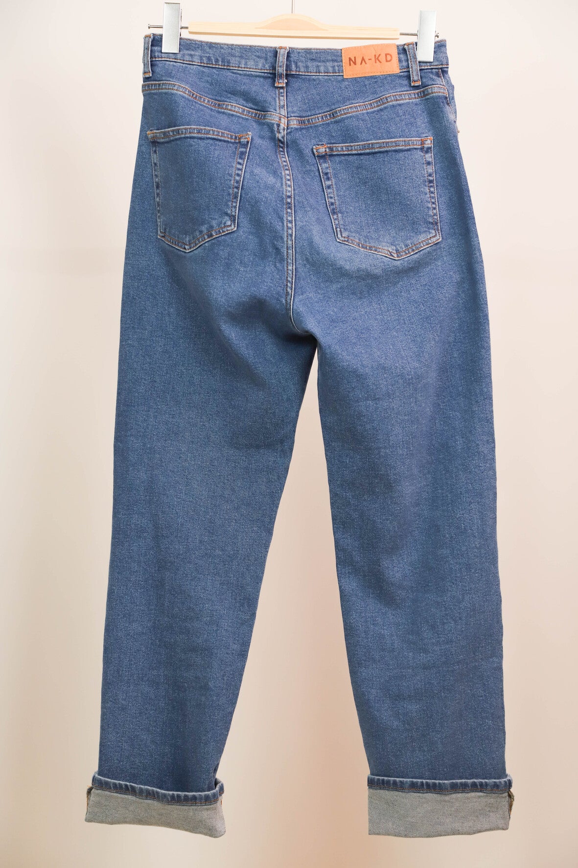 Pantalon bleu taille haute coupe large Na-Kd Taille L - 40