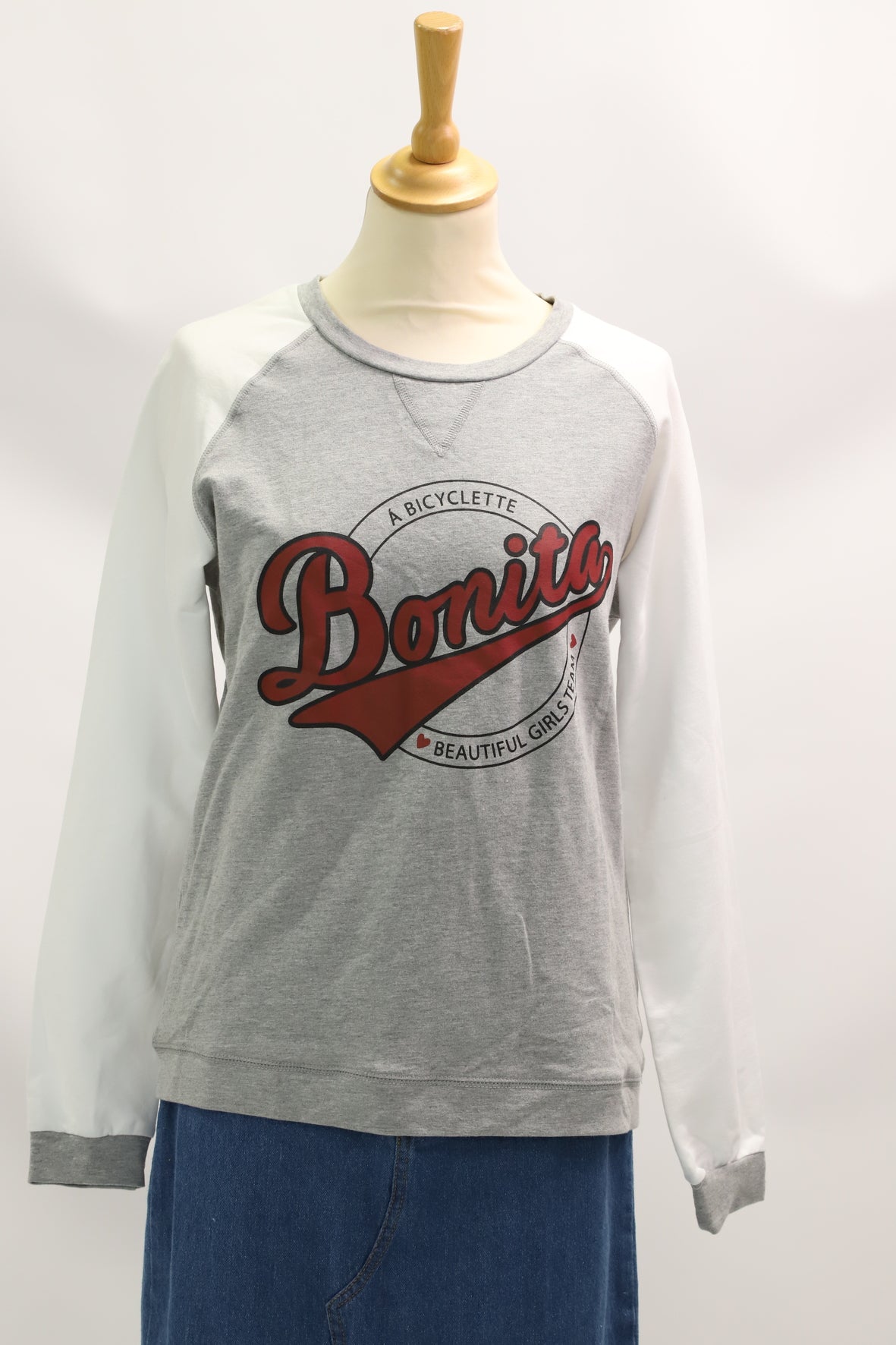 Sweat gris à manches blanches - À Bicyclette taille S - NEUF