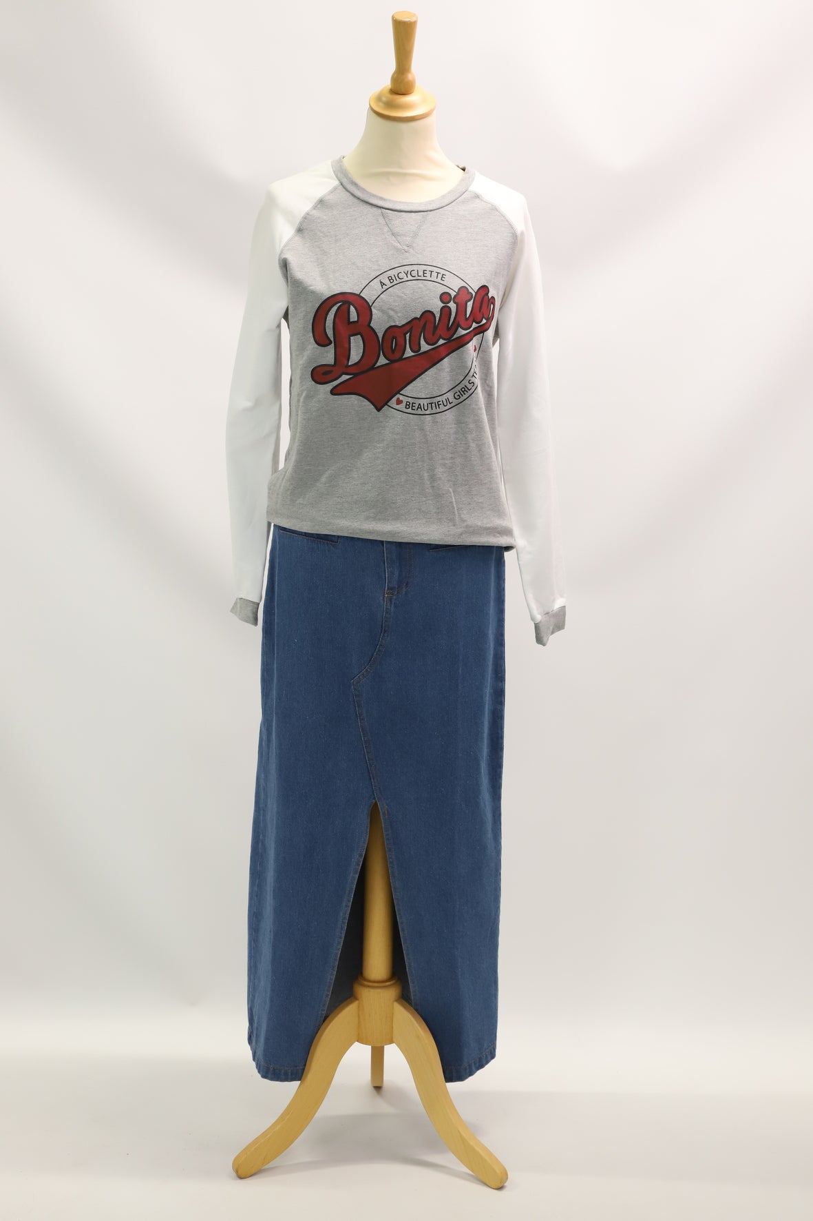 Sweat gris à manches blanches - À Bicyclette taille S - NEUF