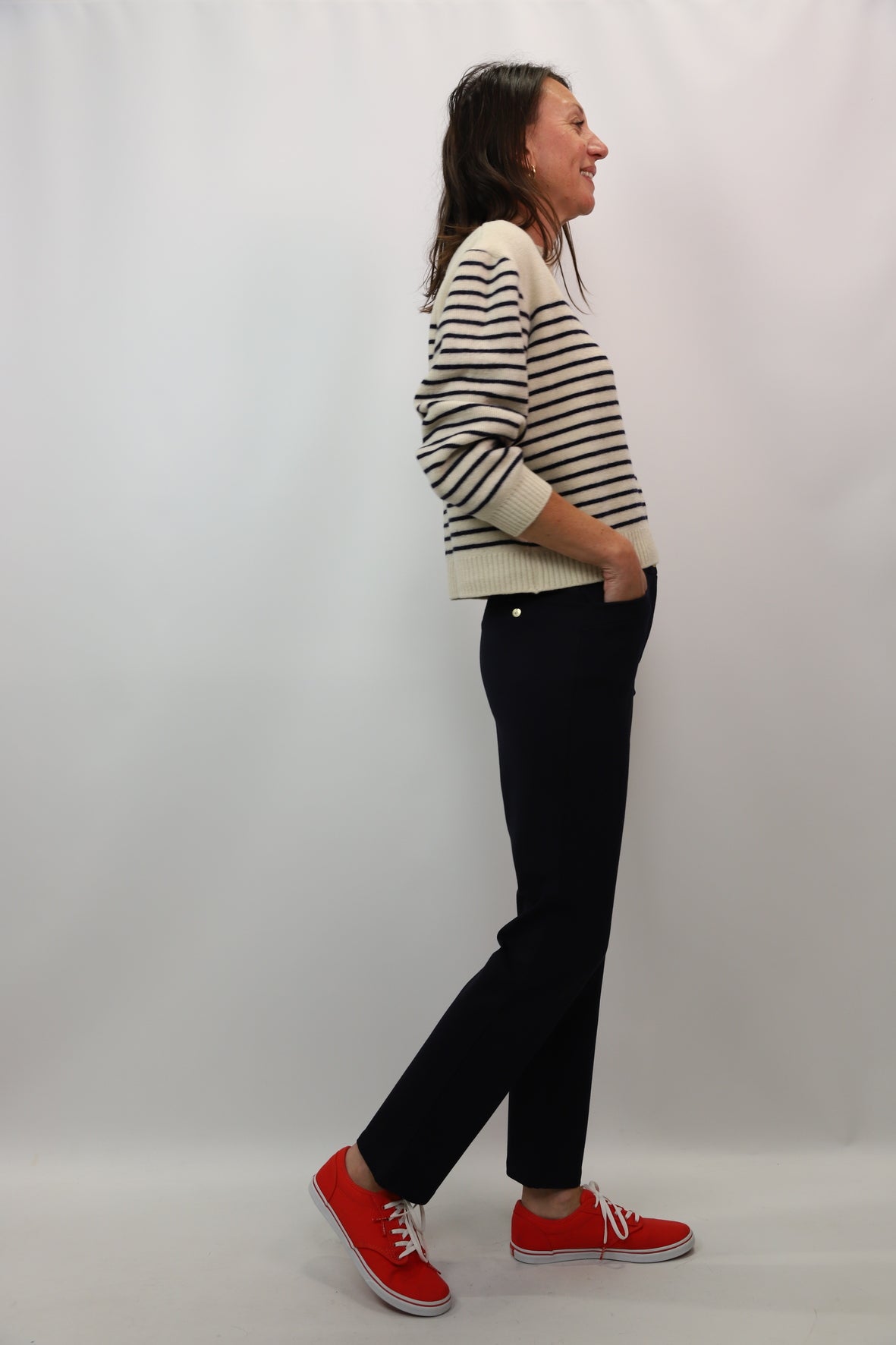 Pantalon stretch bleu marine Etymologie Taille S