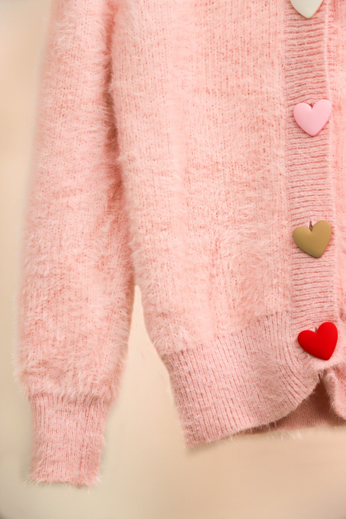 Gilet rose boutons coeur multicolores Taille S