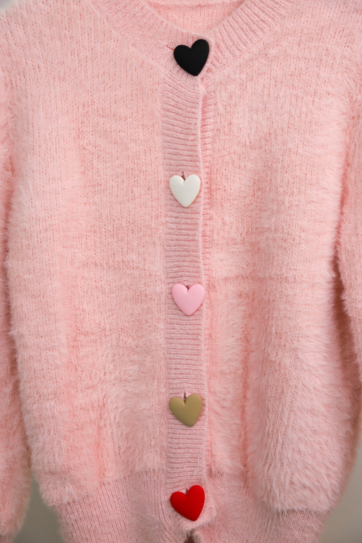 Gilet rose boutons coeur multicolores Taille S
