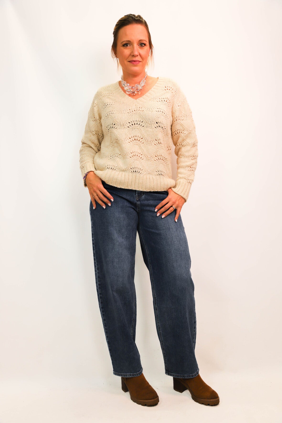 Pull écru Pieces Taille M