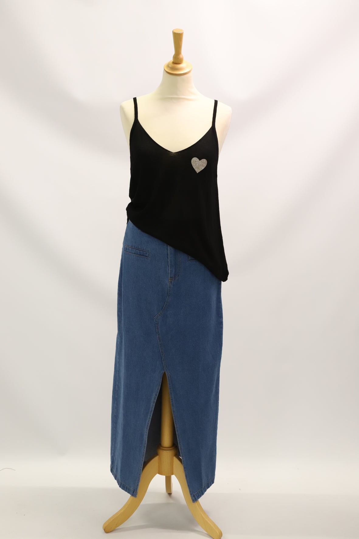 Débardeur noir avec coeur en or - Carla Giannini Taille M - NEUF