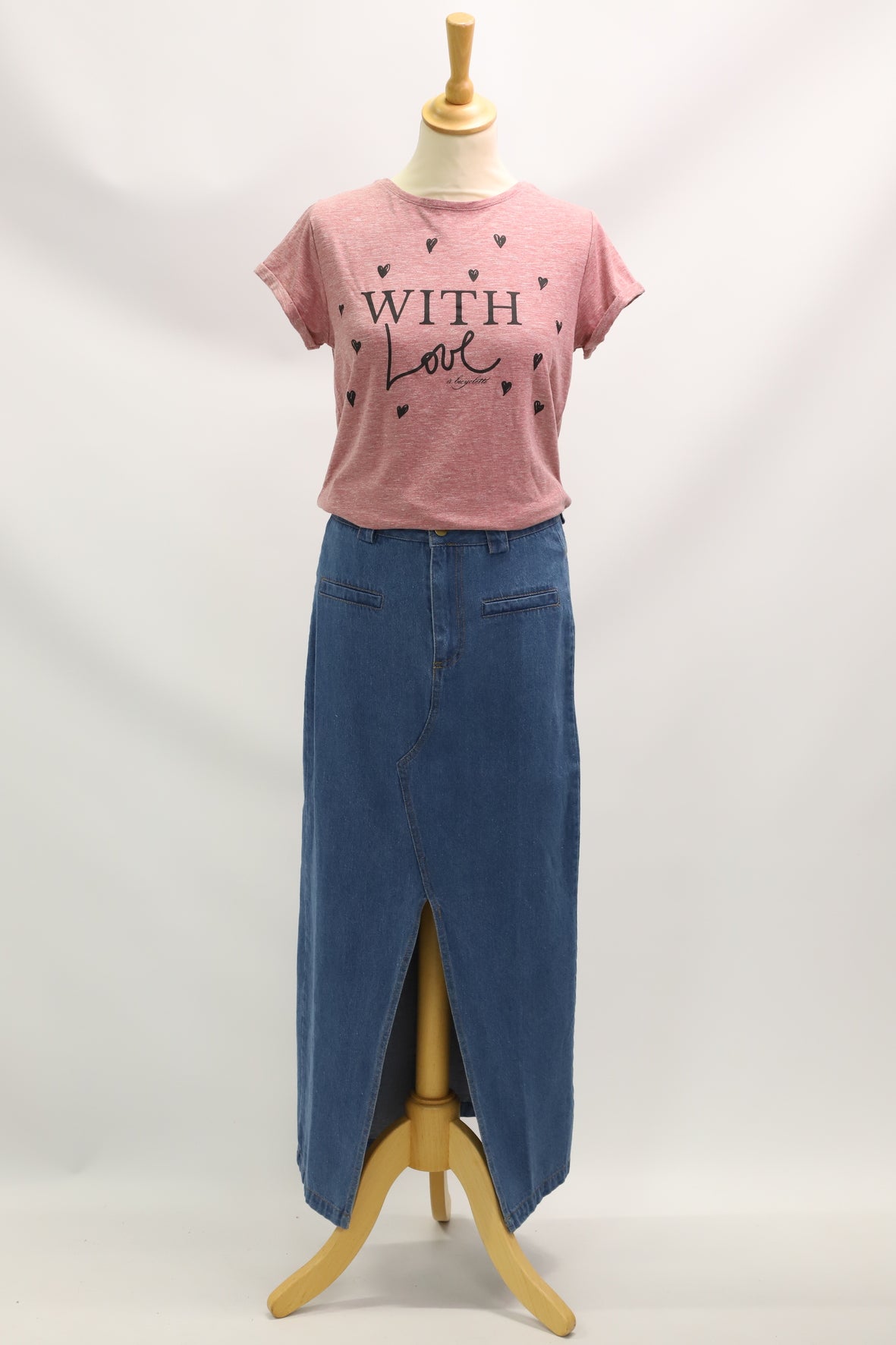 T-Shirt rose " With Love" À Bicyclette taille S - NEUF