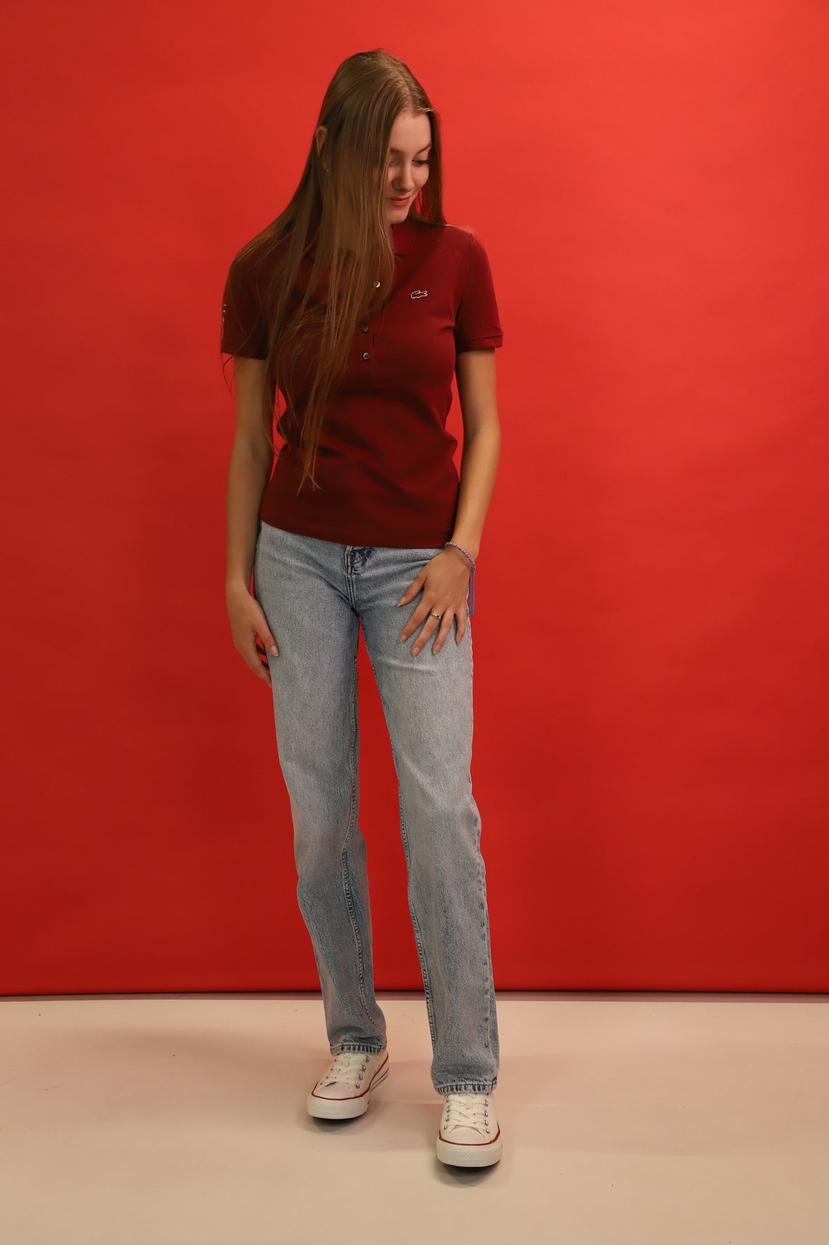 Polo Lacoste bordeaux Taille XS