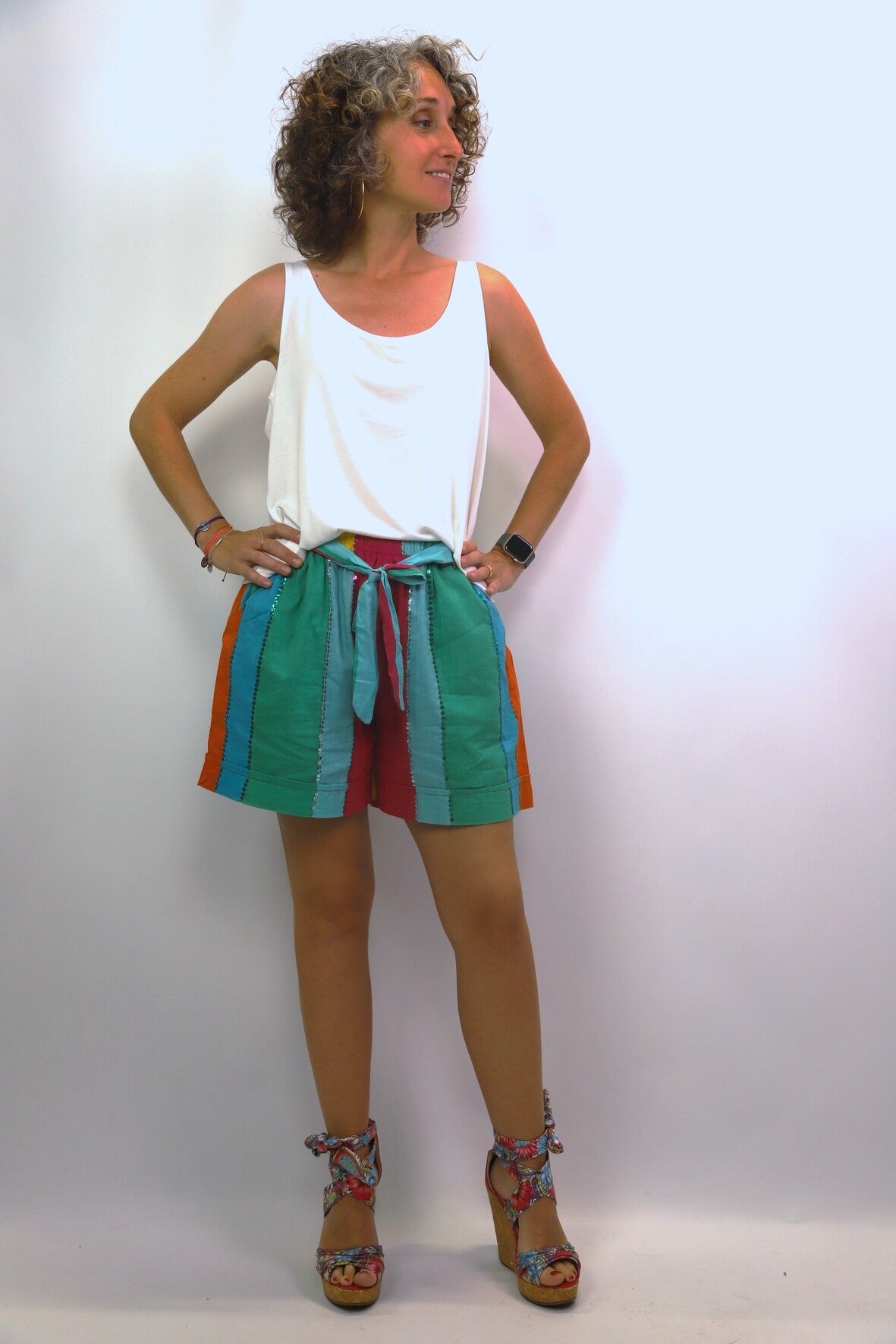Short taille élastique multicolore BIANCA Taille S - NEUF