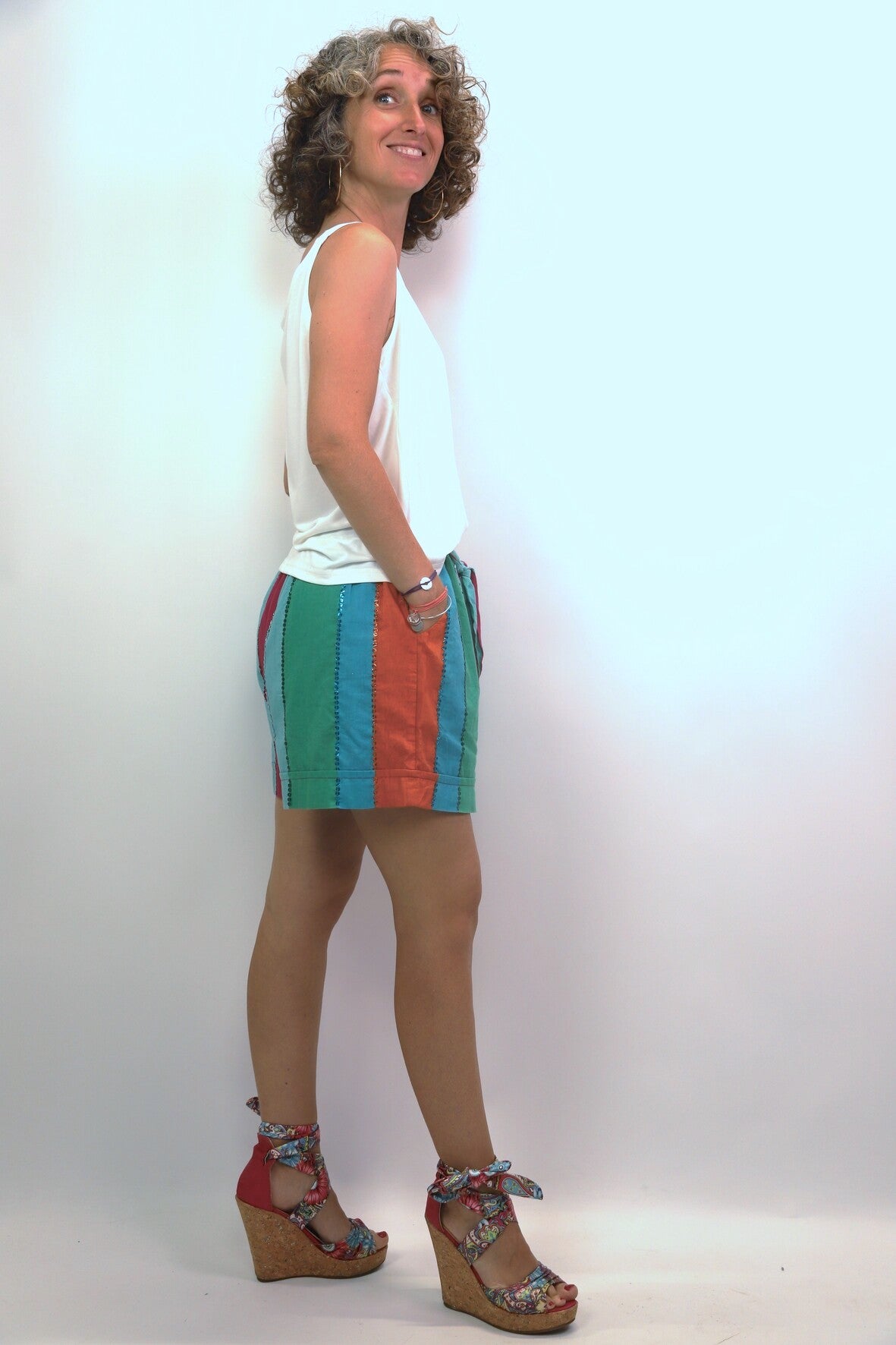 Short taille élastique multicolore BIANCA Taille S - NEUF