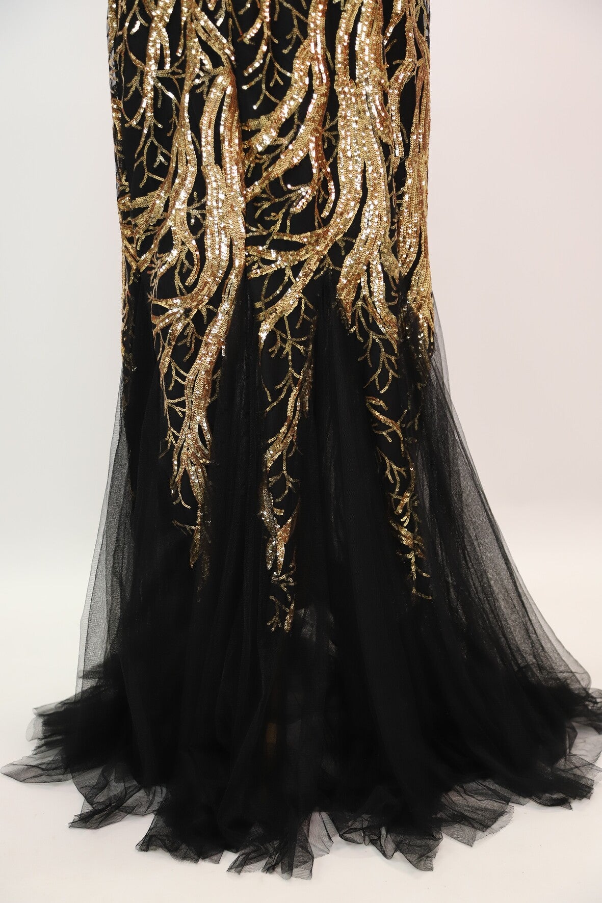 Robe de soirée bustier noire et or Angel Fashions Taille L