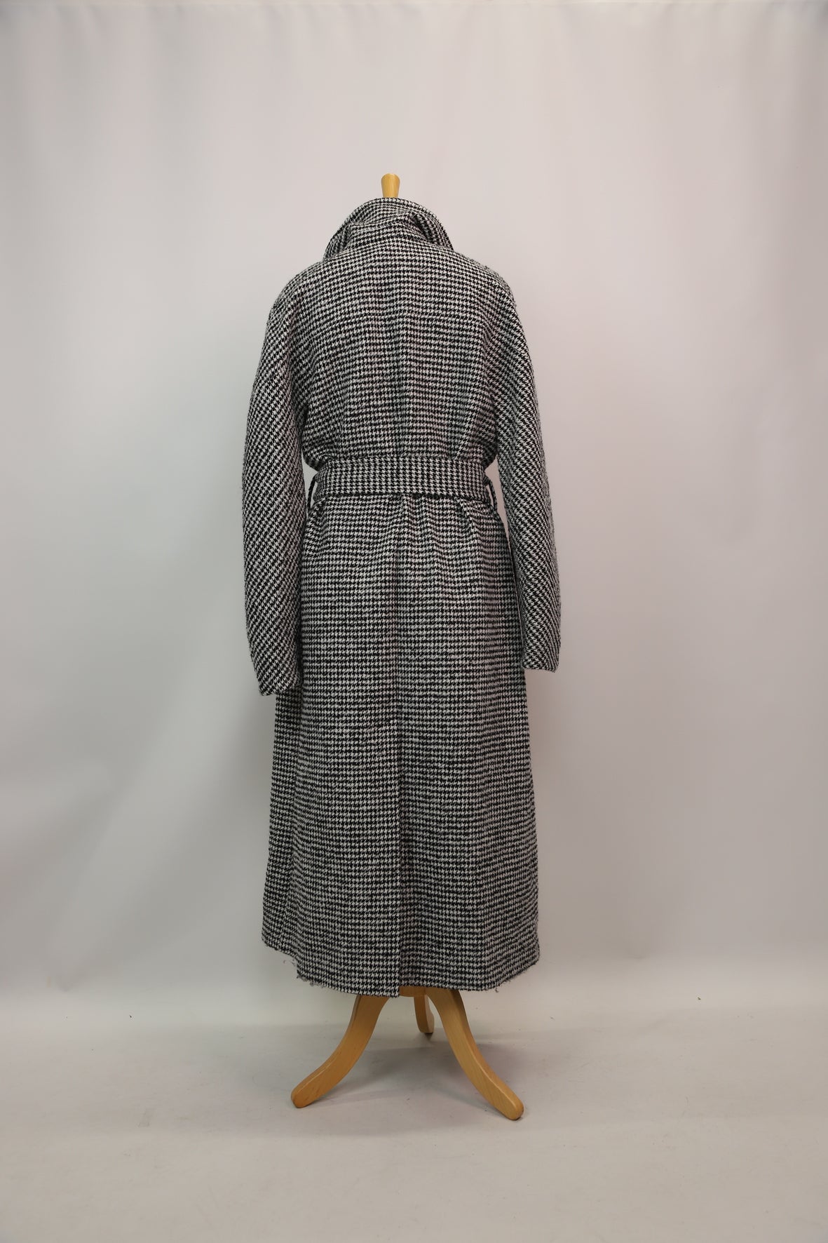 Manteau long à carreaux noir et blanc, Caroll, XL