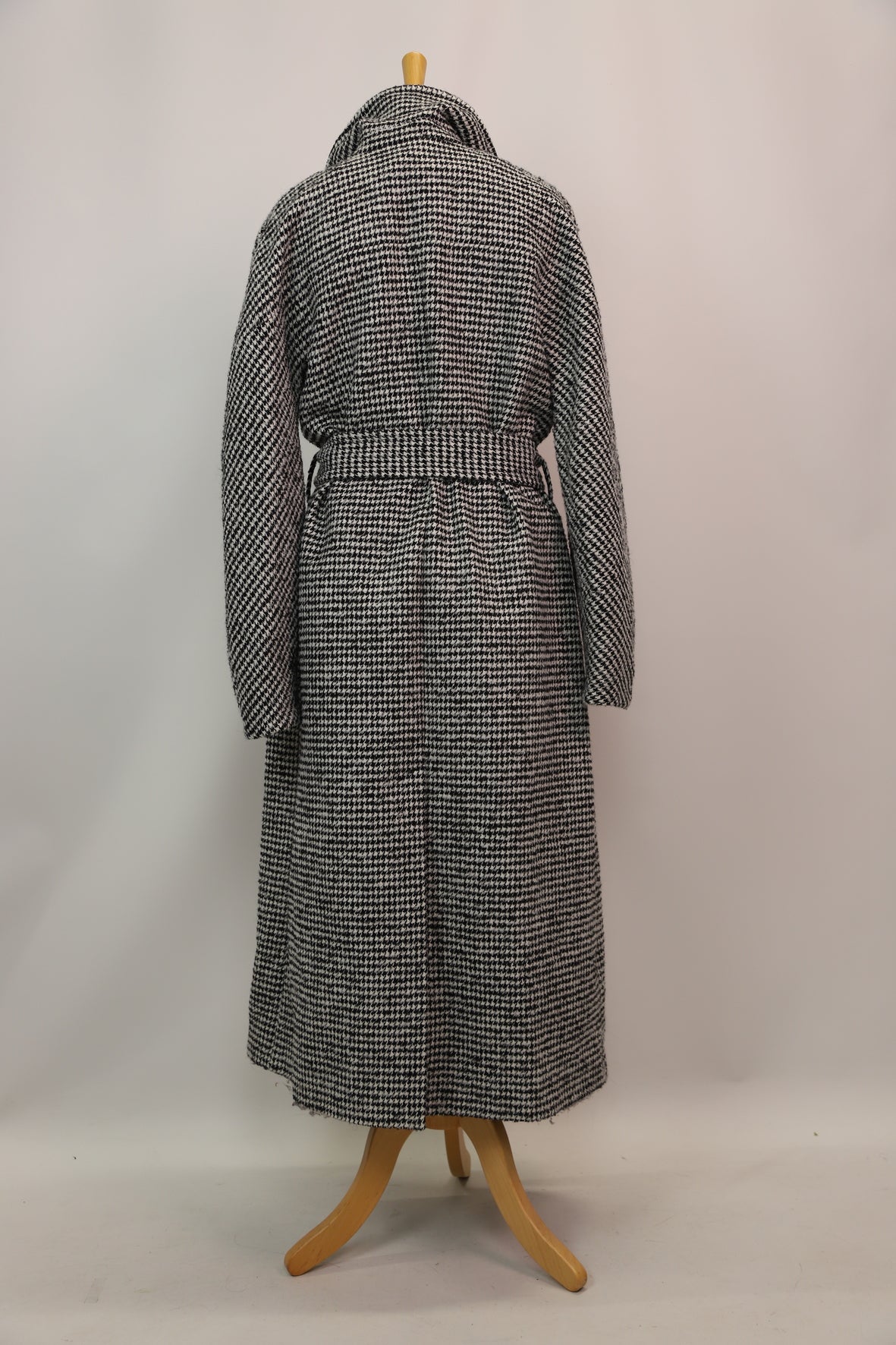 Manteau long à carreaux noir et blanc, Caroll, XL