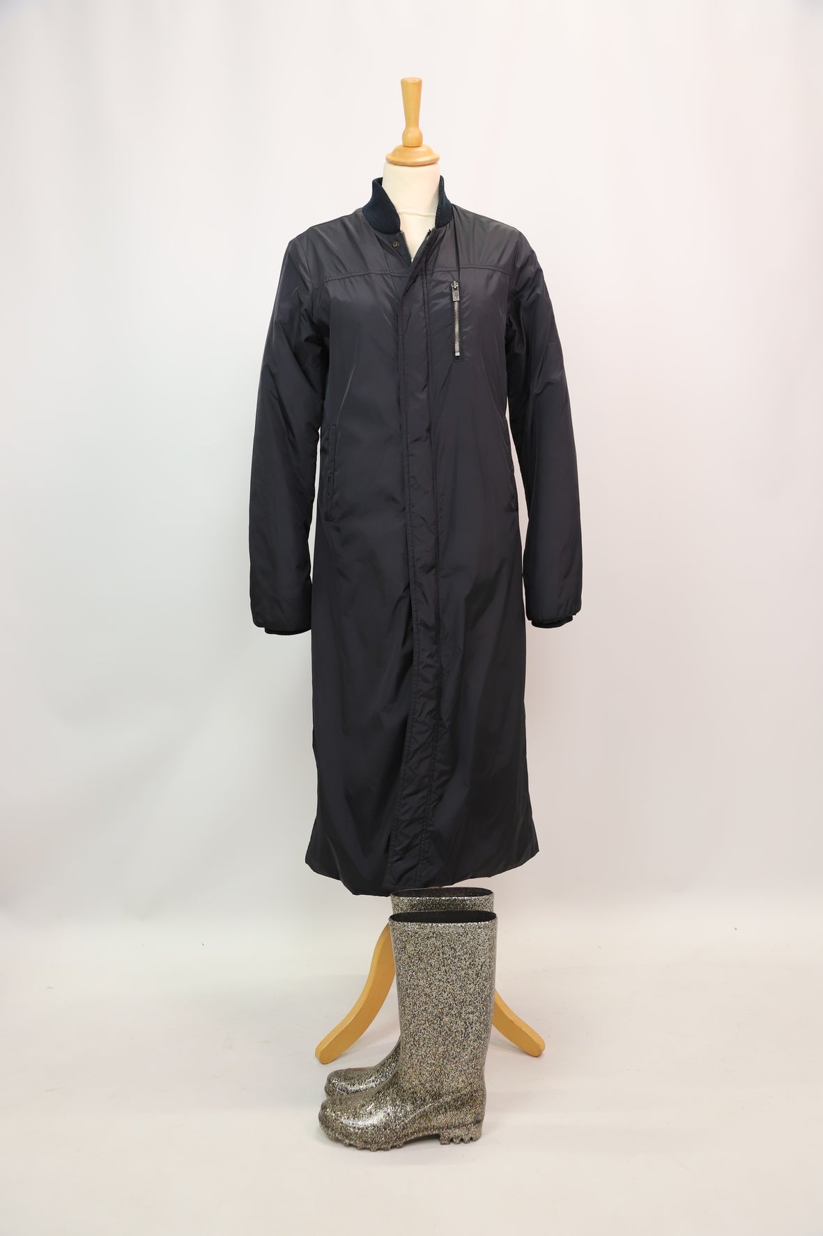 Parka noire longue avec doublure fourrée, Diesel, Taille M