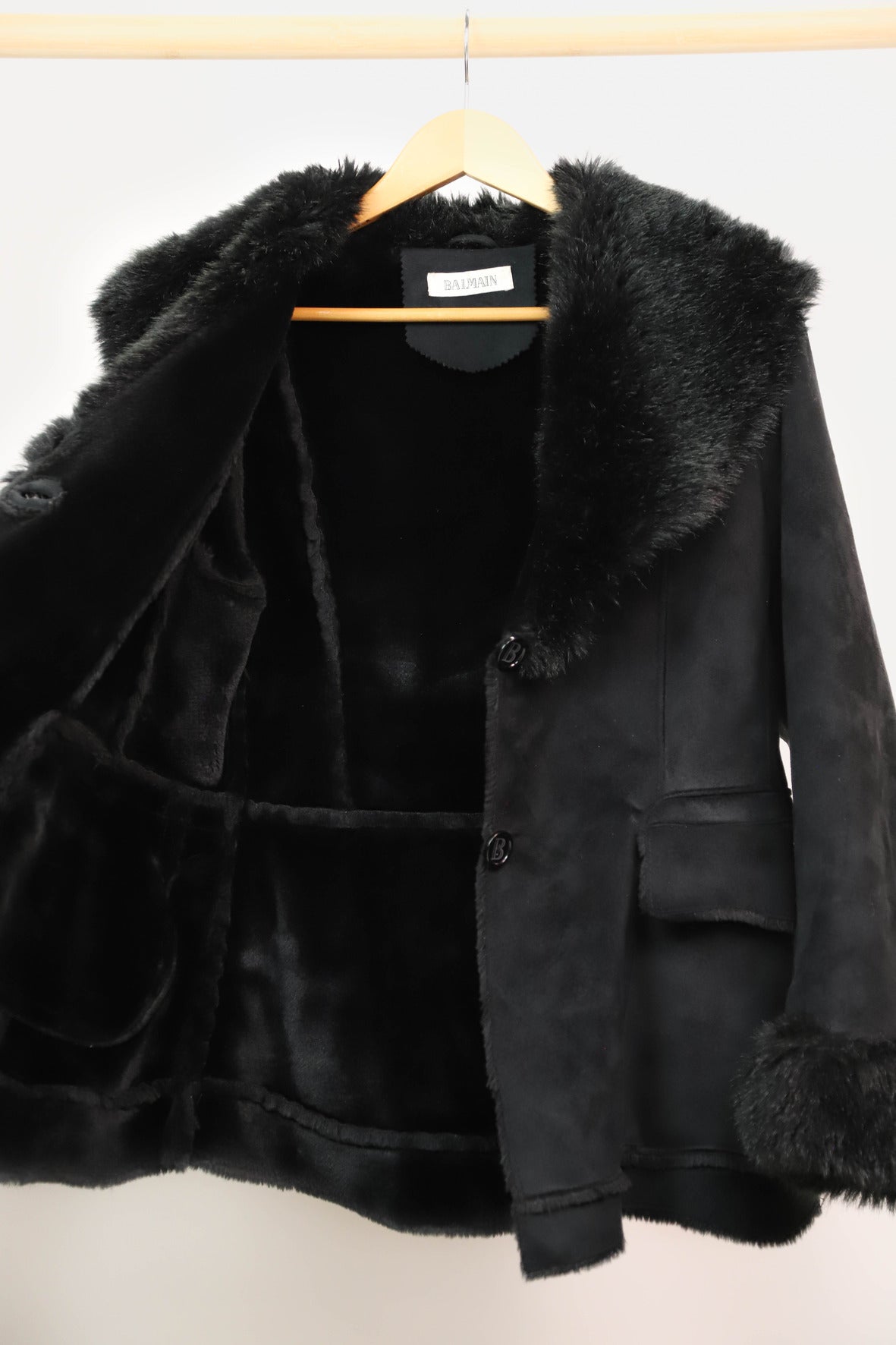 Manteau noir Balmain, Taille XXL