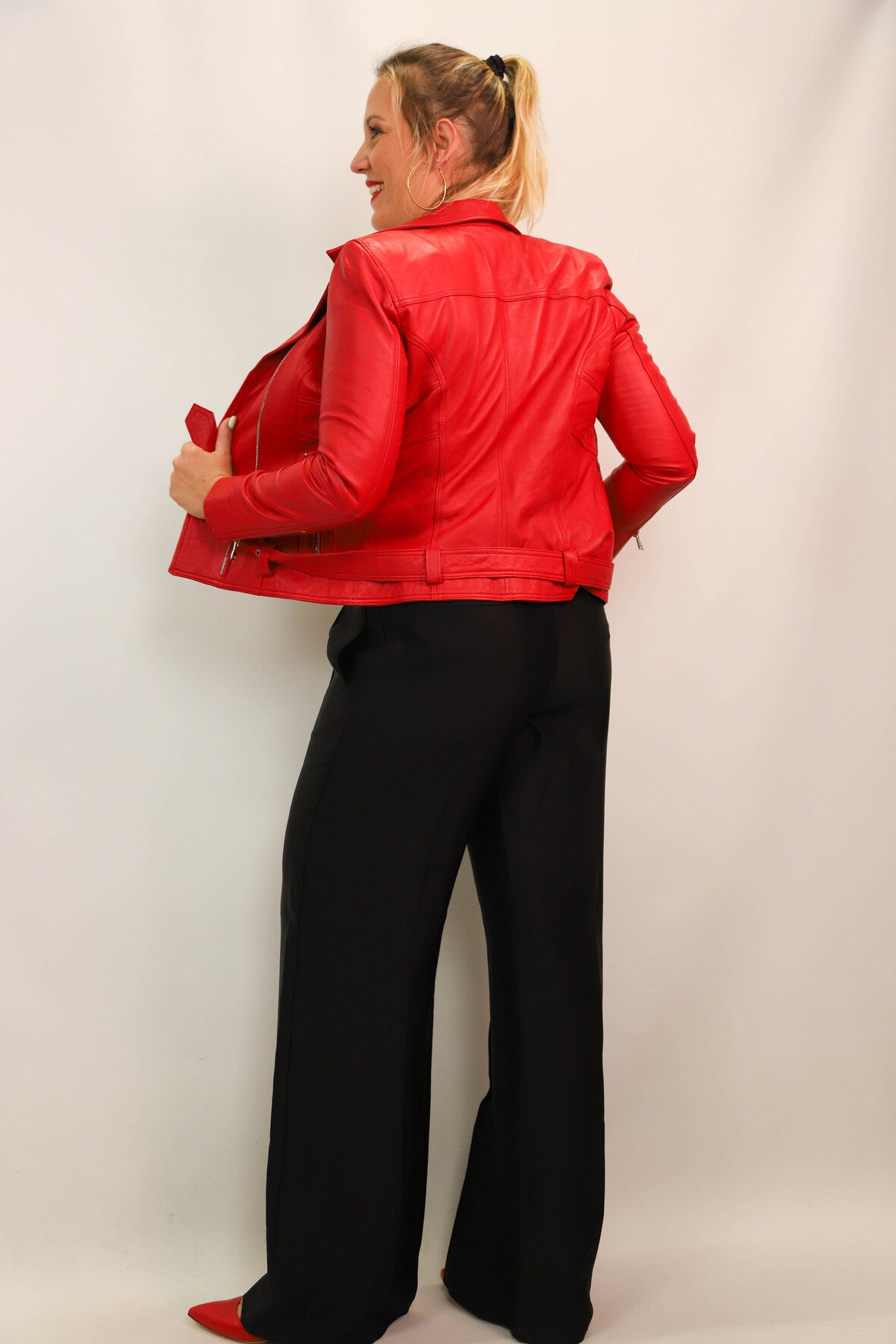Veste perfecto rouge Cuir d'élégance Marrakech Taille XL