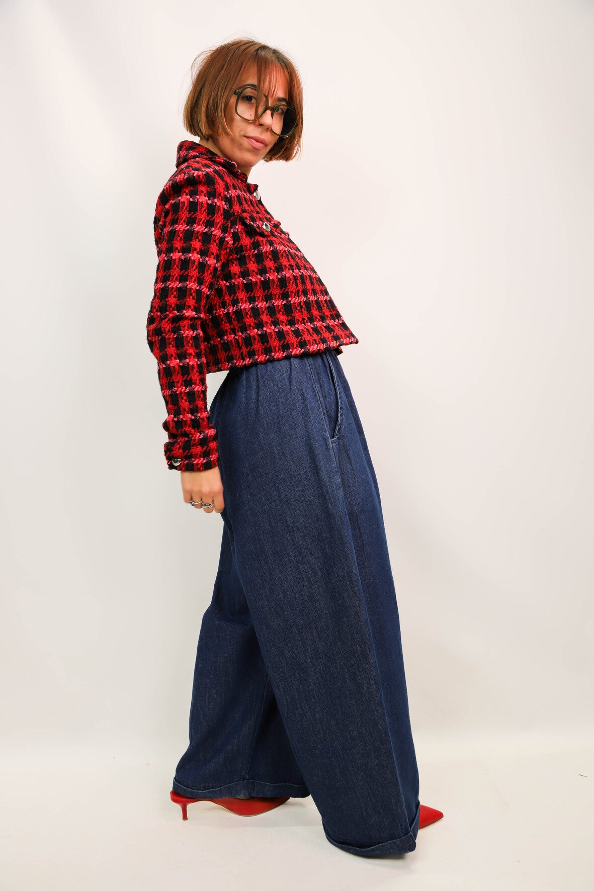 Veste tweed rouge Morgan Taille S