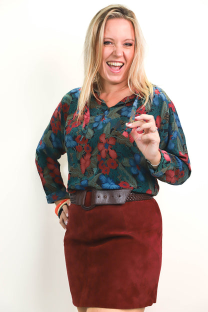Jupe en daim bordeaux H&M Taille XL