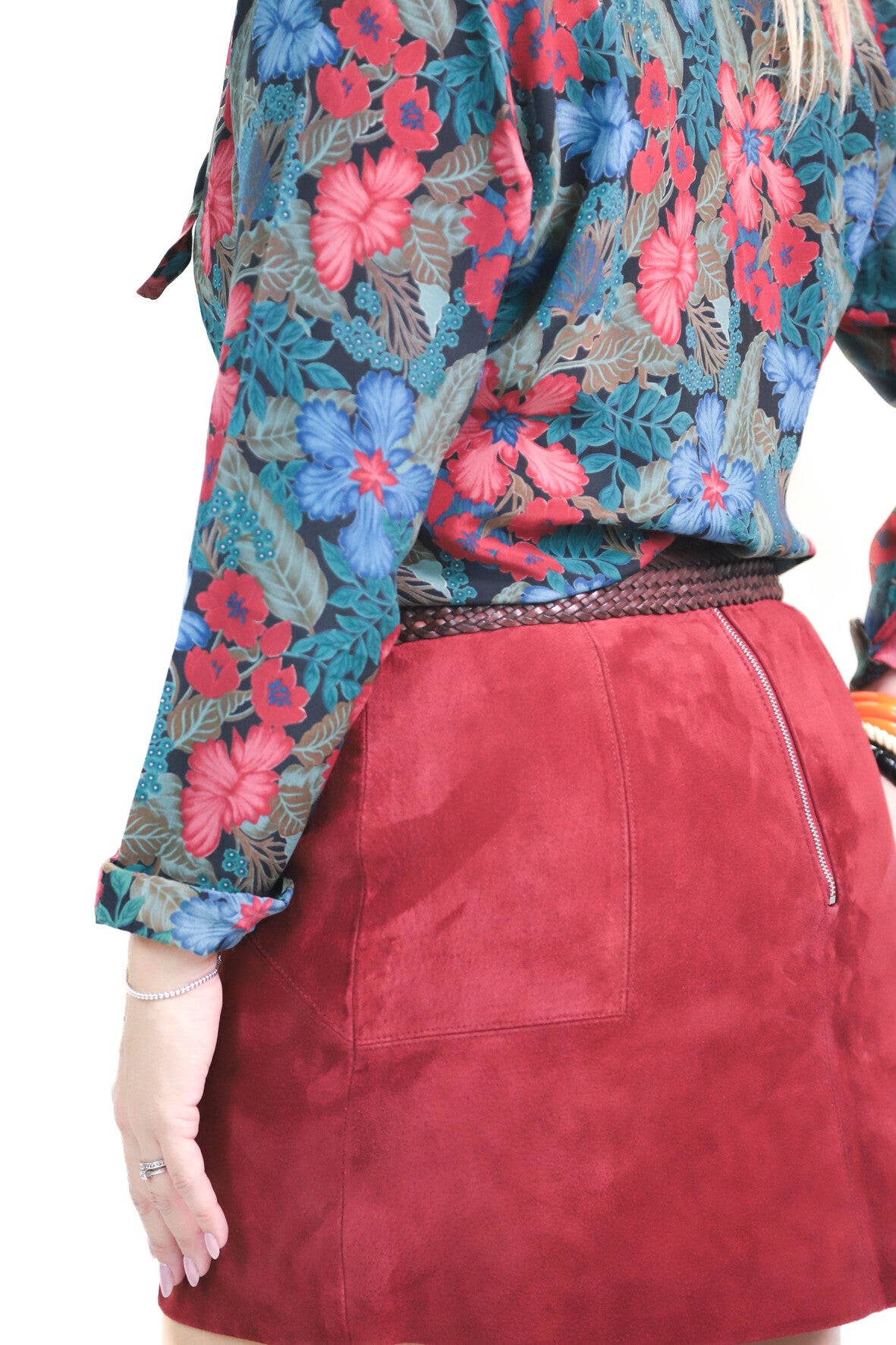 Jupe en daim bordeaux H&M Taille XL