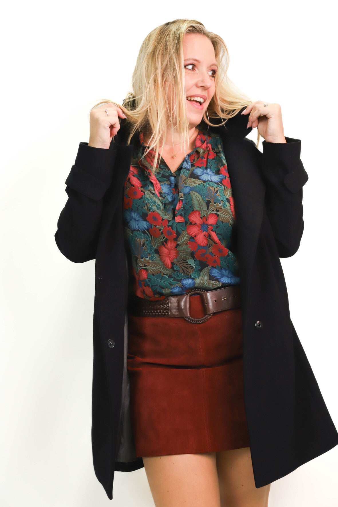 Jupe en daim bordeaux H&M Taille XL