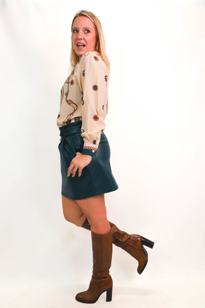 Chemisier beige et vert Nathalie Andersen Taille XL