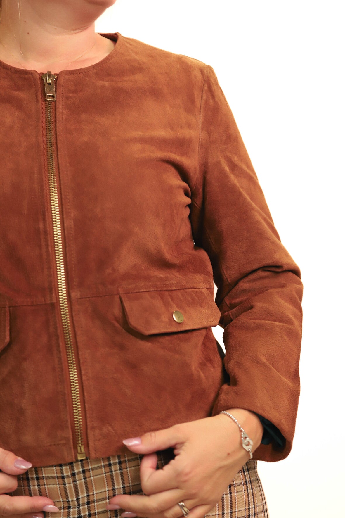 Veste en daim marron Mademoiselle R Taille XXL