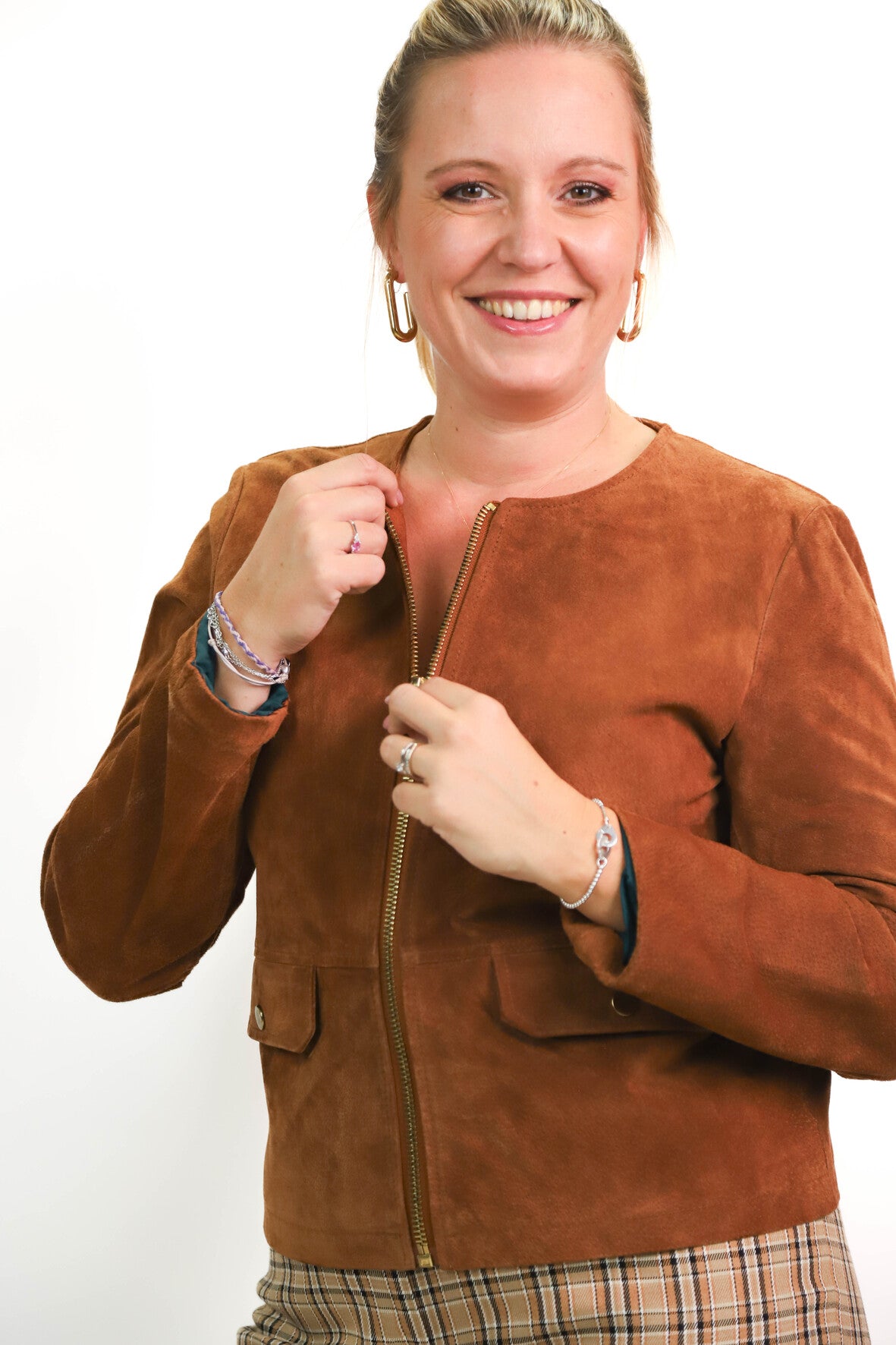 Veste en daim marron Mademoiselle R Taille XXL