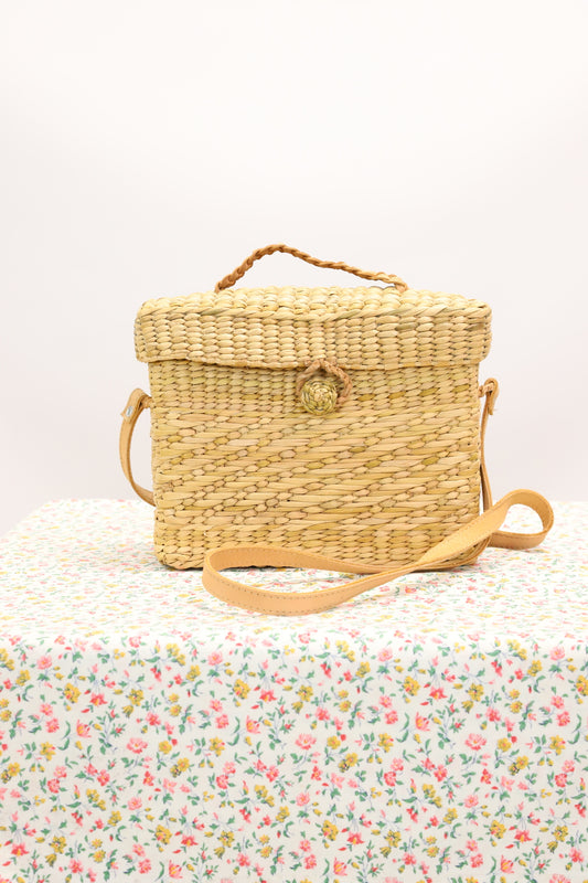 Sac panier osier beige