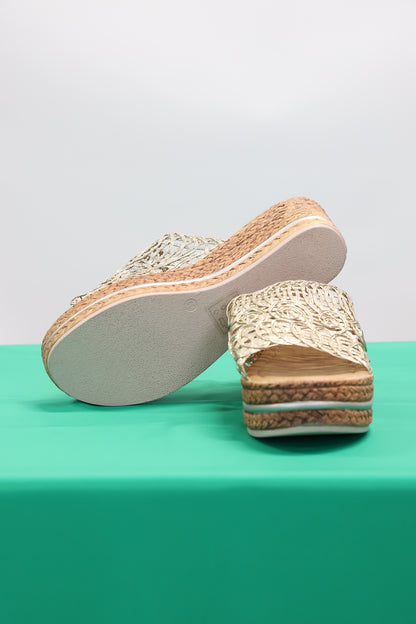 Mules à plateforme dorées Lady Glam Taille 39