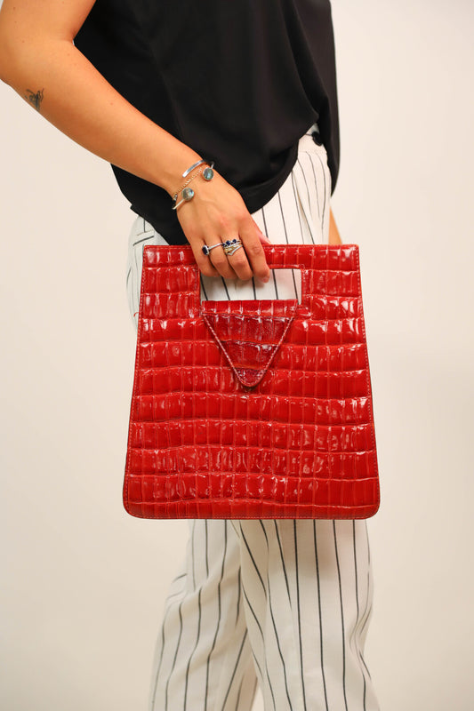 Sac en cuir bordeaux