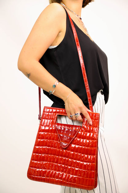 Sac en cuir bordeaux