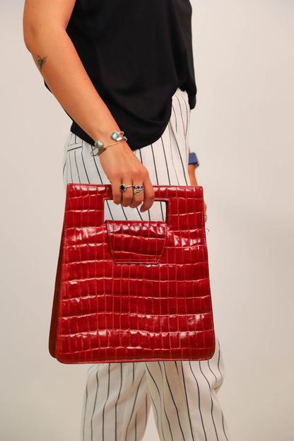 Sac en cuir bordeaux
