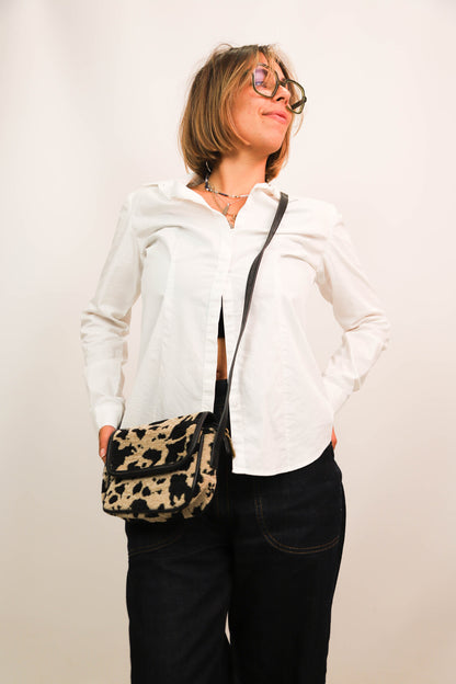 Sac bandoulière beige et noir Mandoline - NEUF