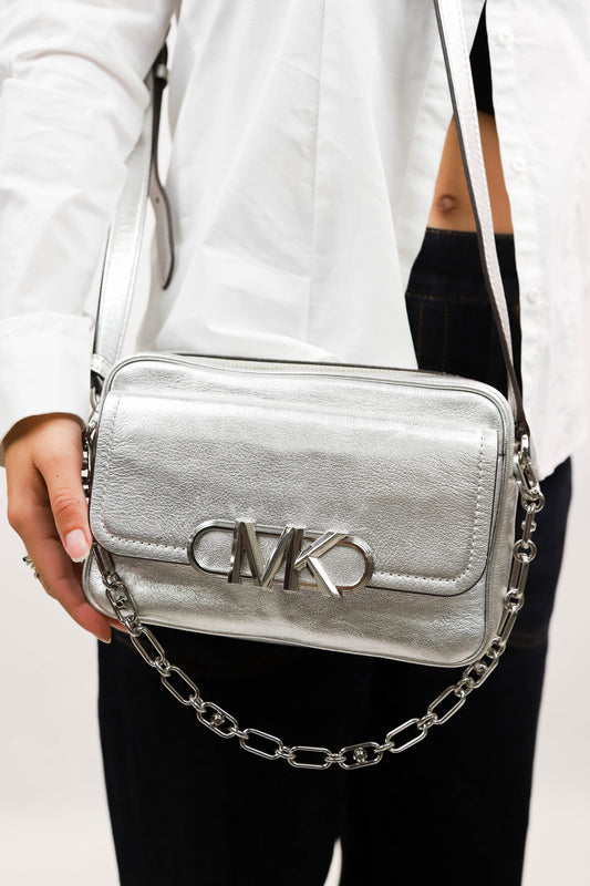 Sac bandoulière argenté Michael Kors