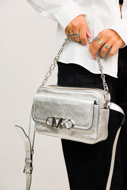 Sac bandoulière argenté Michael Kors